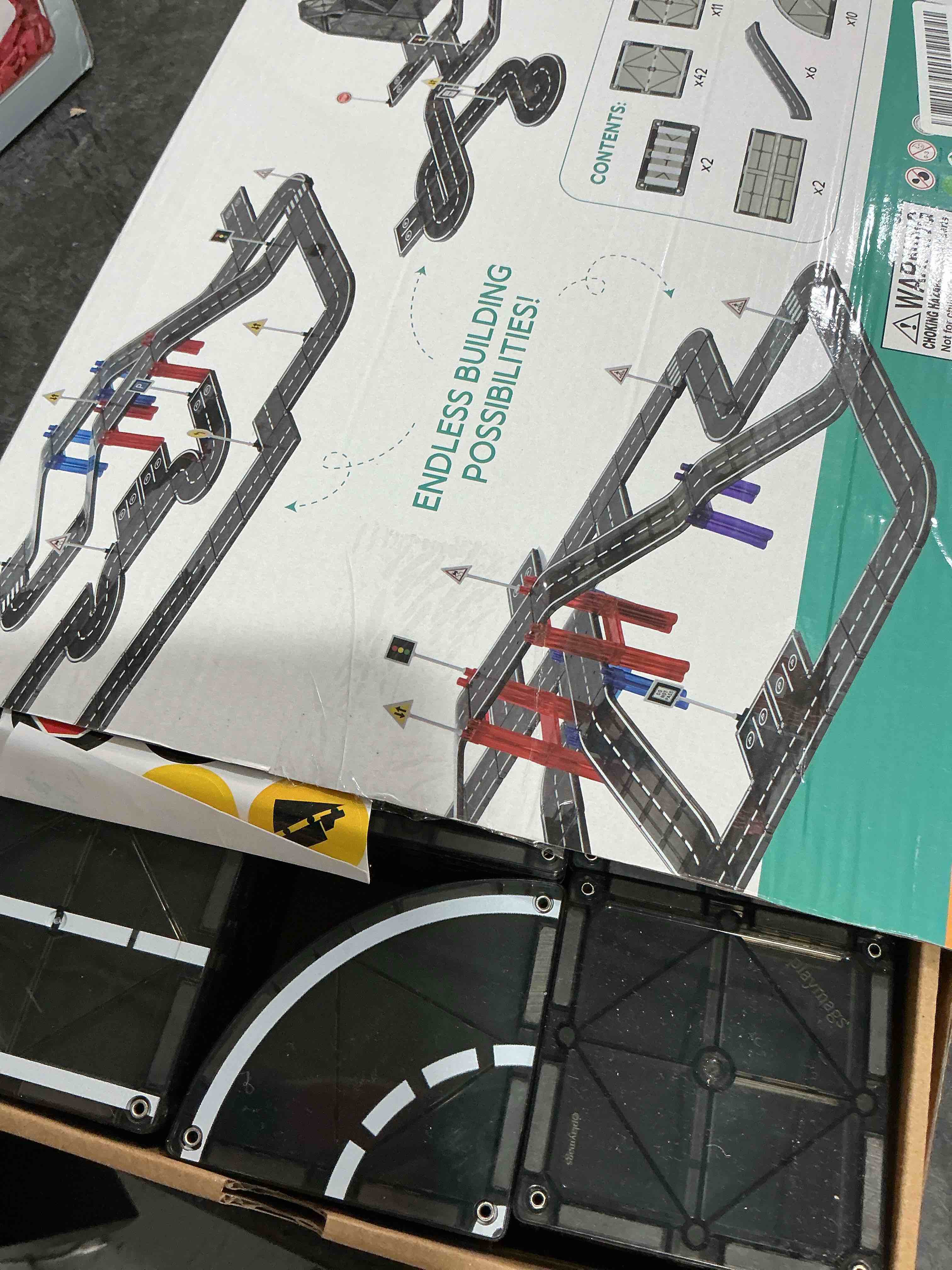 Condition photo showing Good Condition for Playmags Magnetic Tiles Road Set for Kids - 130-Pieces Magnet Building Blocks Toy - Durable Creative STEM Learning Toys with Curved & Straight Car Race Track for Kids Ages 3+ 130 Piece Set