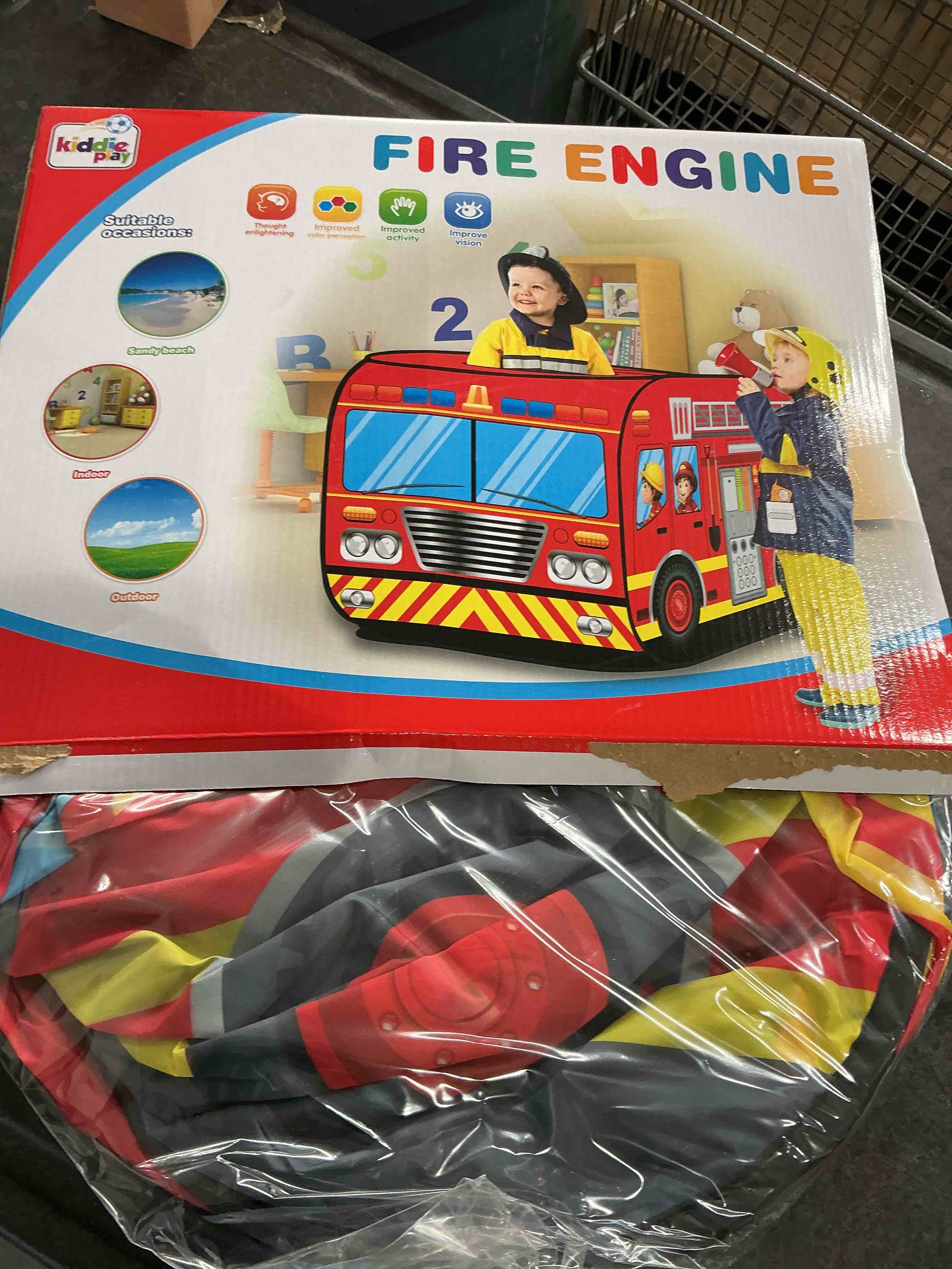 Condition photo showing Good Condition for Kiddie Play Fire Truck Pop Up Play Tent for Kids Boys & Girls Indoor Outdoor Playhouse Toy