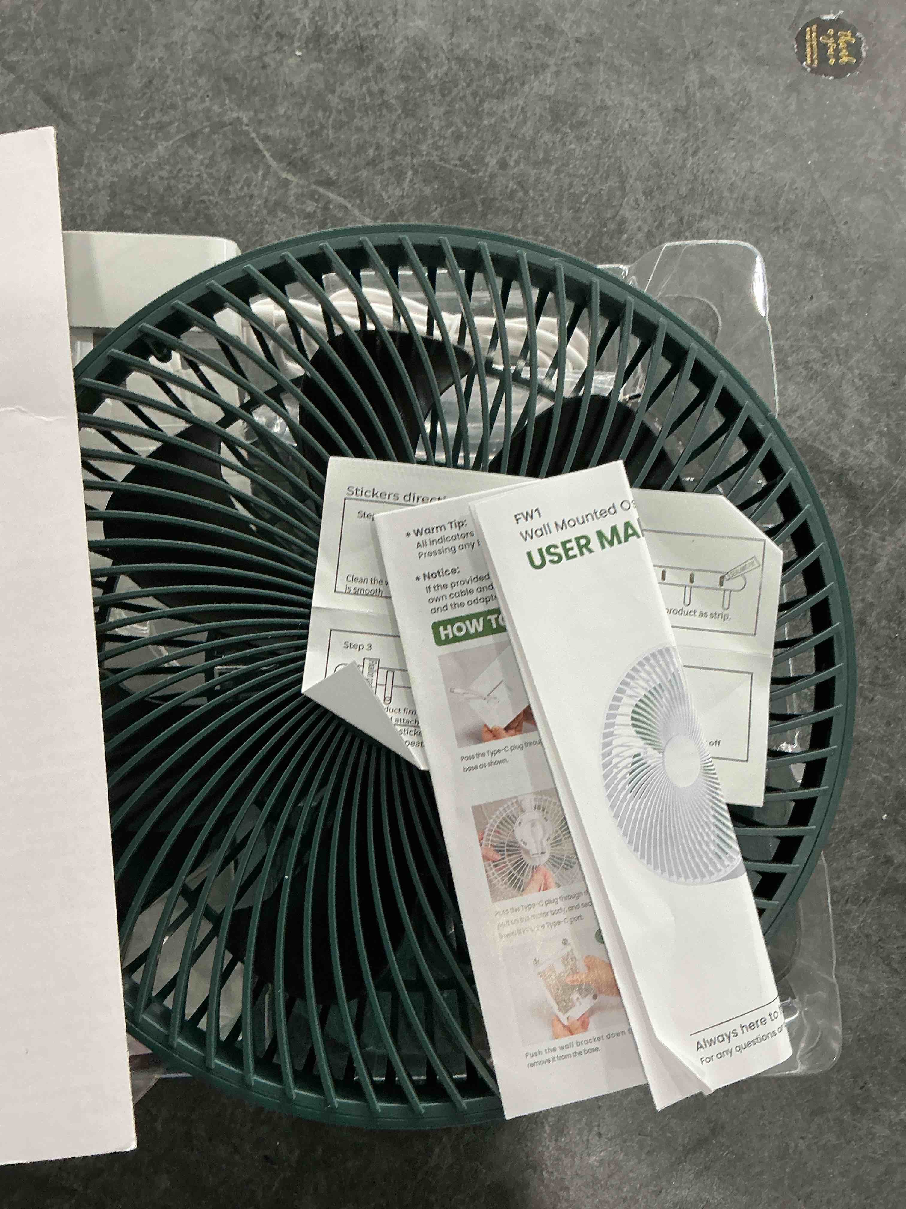 Condition photo showing Good Condition for LEMOISTAR 8 Inch Small Wall Mounted Fan with Remote Control, 90° Oscillating, 4 Speeds High Velocity, Timer, Adjustable Tilt, 70 Inch Cord, Quiet, for RV Bedroom Home Office Garage-Green&Black 8 Inch Green+Black