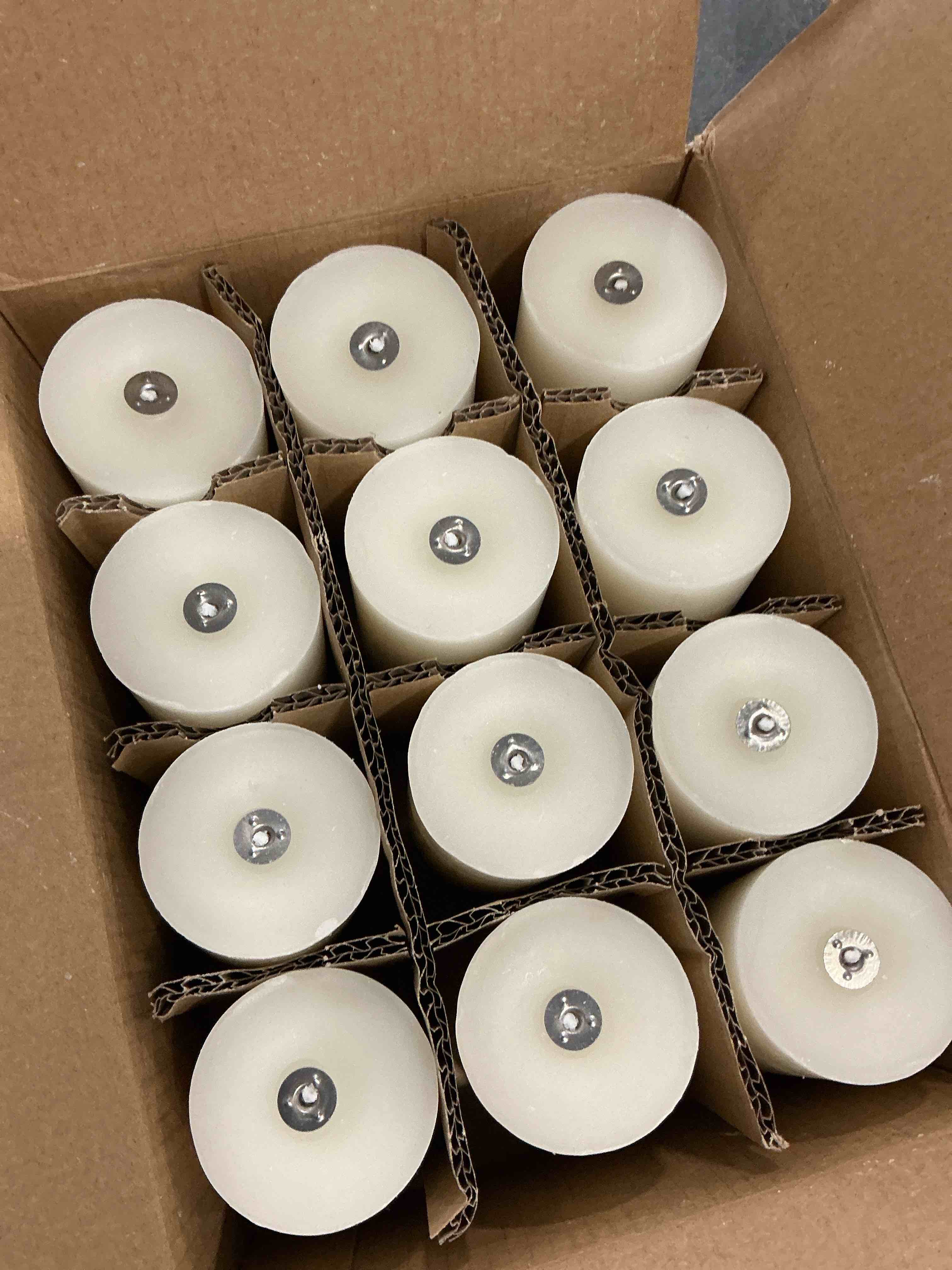 Condition photo showing Good Condition for 12 Pack Ivory 2x3 Inch Pillar Candles, 22 Hours Unscented Column Candles, Dripless Smokeless Unscented Candles for Home Weddings Restaurant Spa Church and Emergency Ivory 2x3 inch, 12 Pack