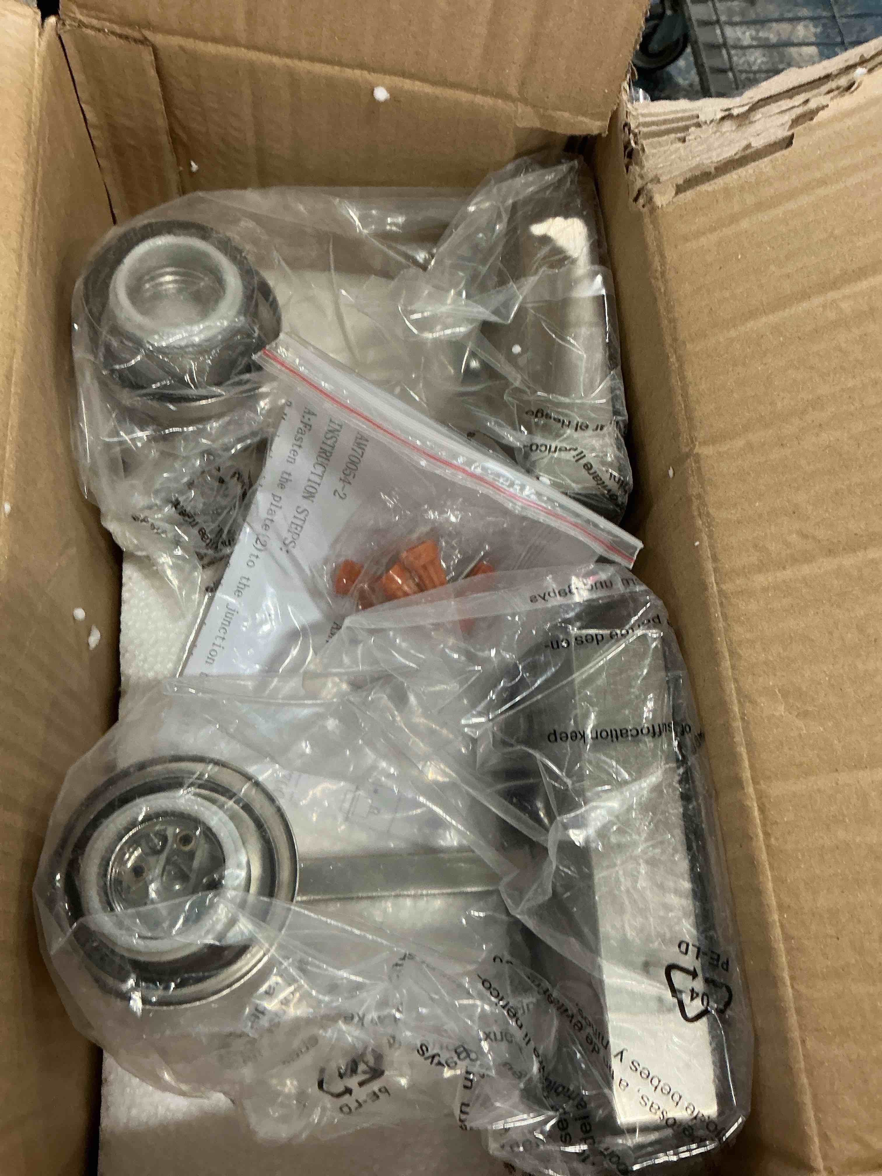 Condition photo showing Good Condition for Modern Wall sconces Set of 2?Bathroom Vanity Light fixtures, Brushed Nickel Wall Light with Glass Shade, Farmhouse Wall sconces for Mirror,Bedroom,Living Room?1-Lights Nickel(1 light)