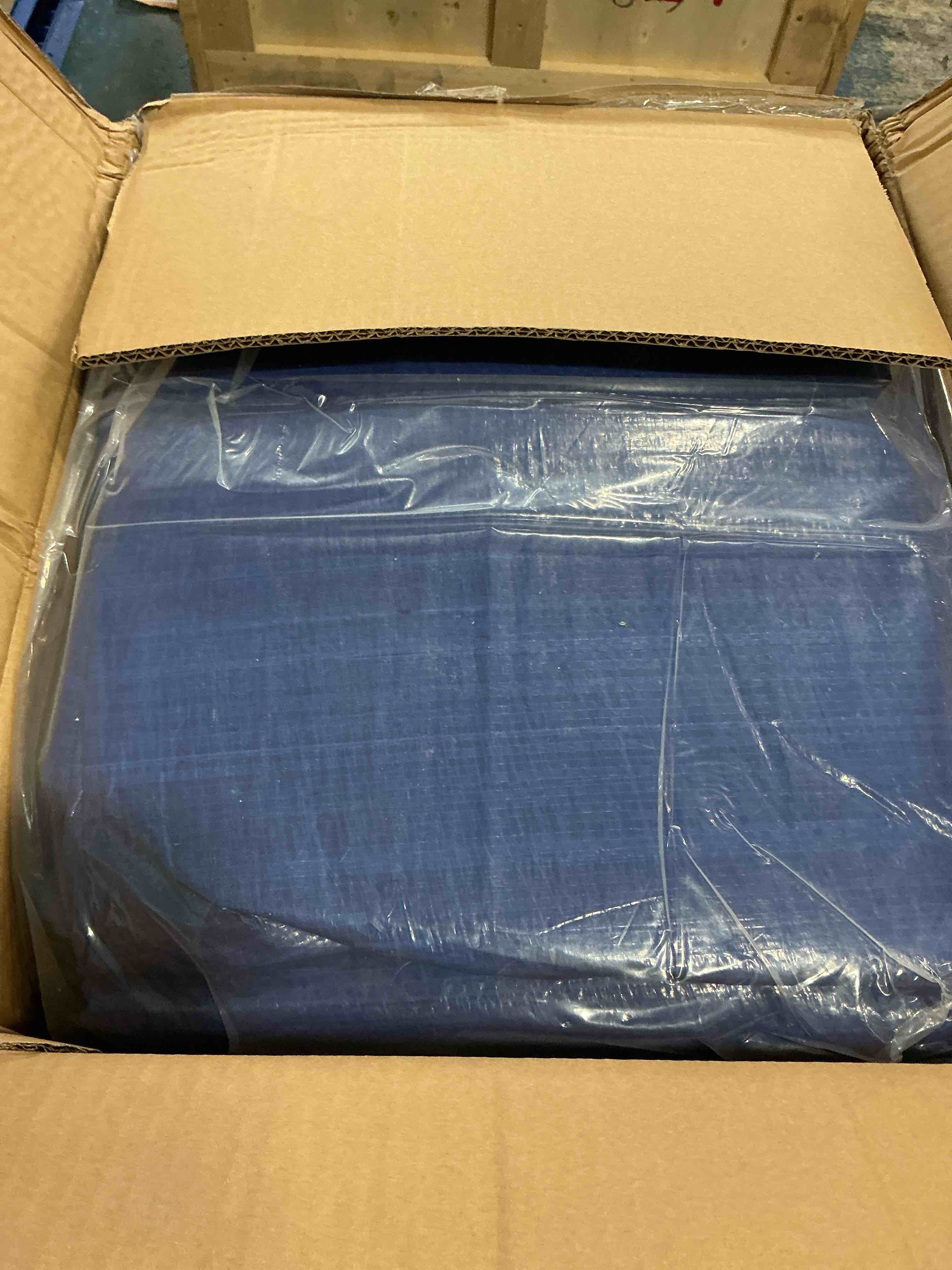 Condition photo showing Good Condition for Large Waterproof Tarp - Heavy Duty 5 Mil Thick Poly Tarpaulin Ideal for Canopy Tents, Boats, RV or Pool Covers - Multipurpose Protective Tarps with Grommets for Indoor and Outdoor Use | 25' x 45' 25X45 Blue-lightweight Protection