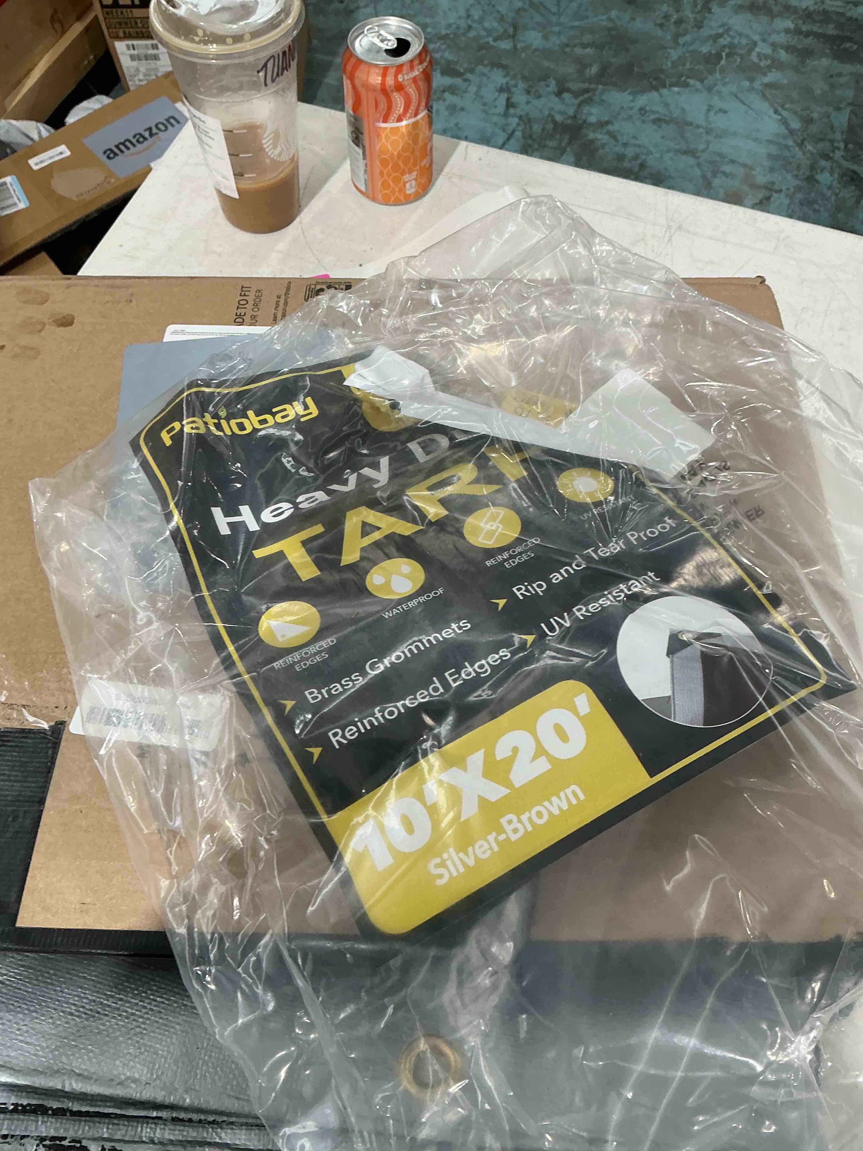 Condition photo showing Good Condition for Tarp 10x20FT, 16 Mil Large Tarp, Tarps Heavy Duty Waterproof with Grommets Every 23.6", 420D Thick Plastic Tarp, UV Resistant Tear&Fade Resistant, Reinforced Edges for Outdoor Pool Camp Tent 16mil 10x20