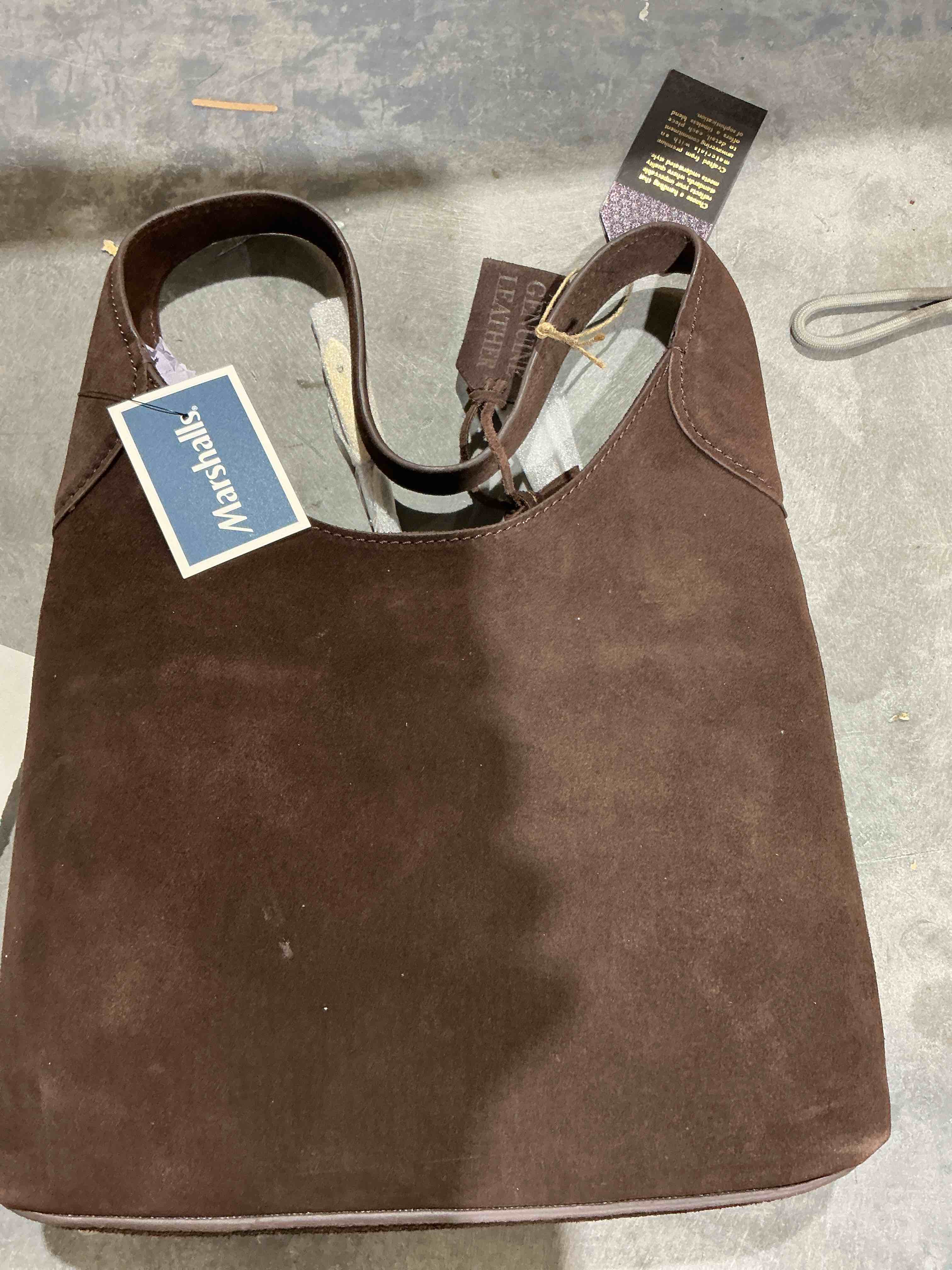 Brown, genuine, leather suede purse