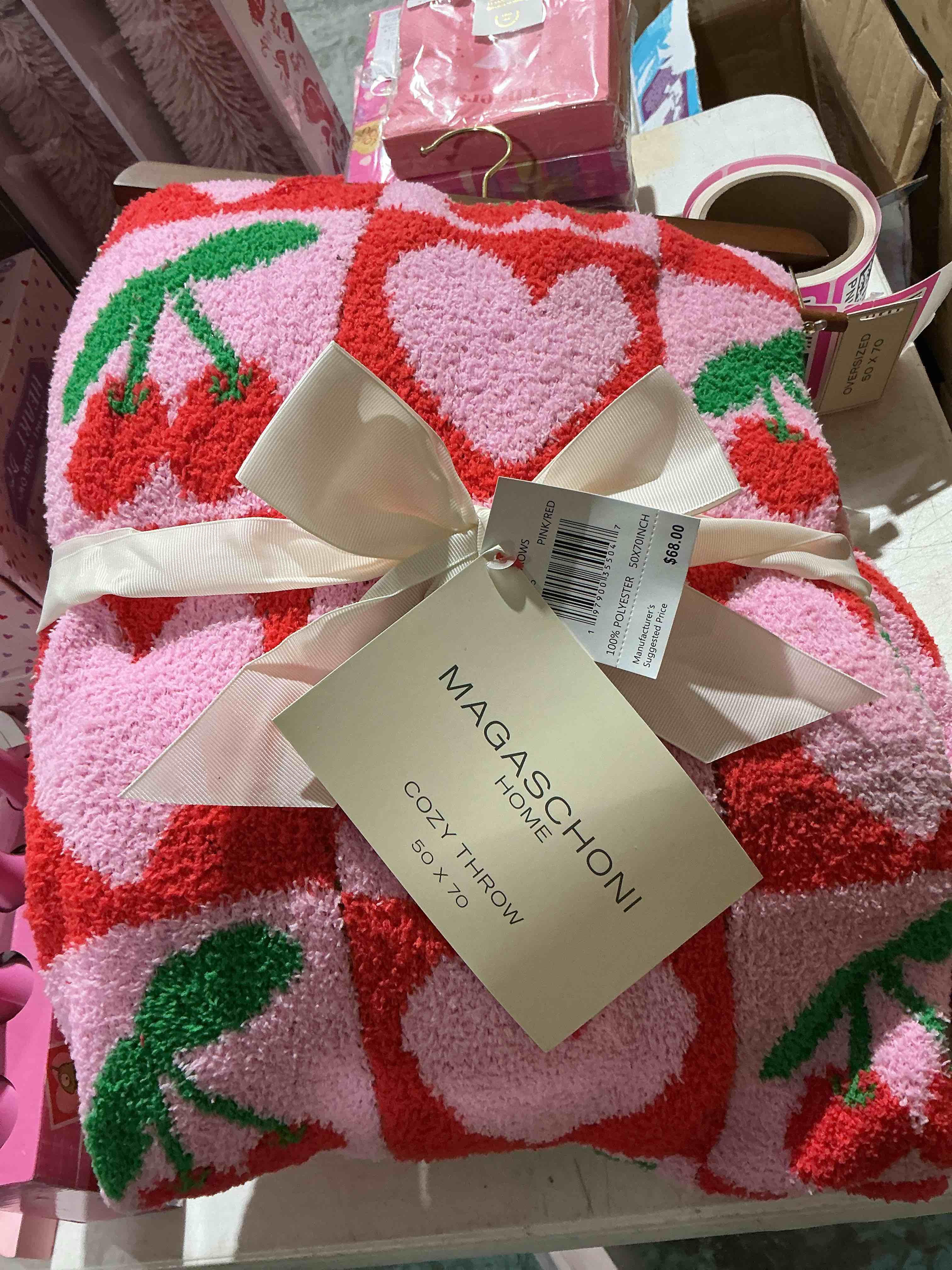  Valentine's Day Knit Pink/Red Heart (Throw - 50"x70")