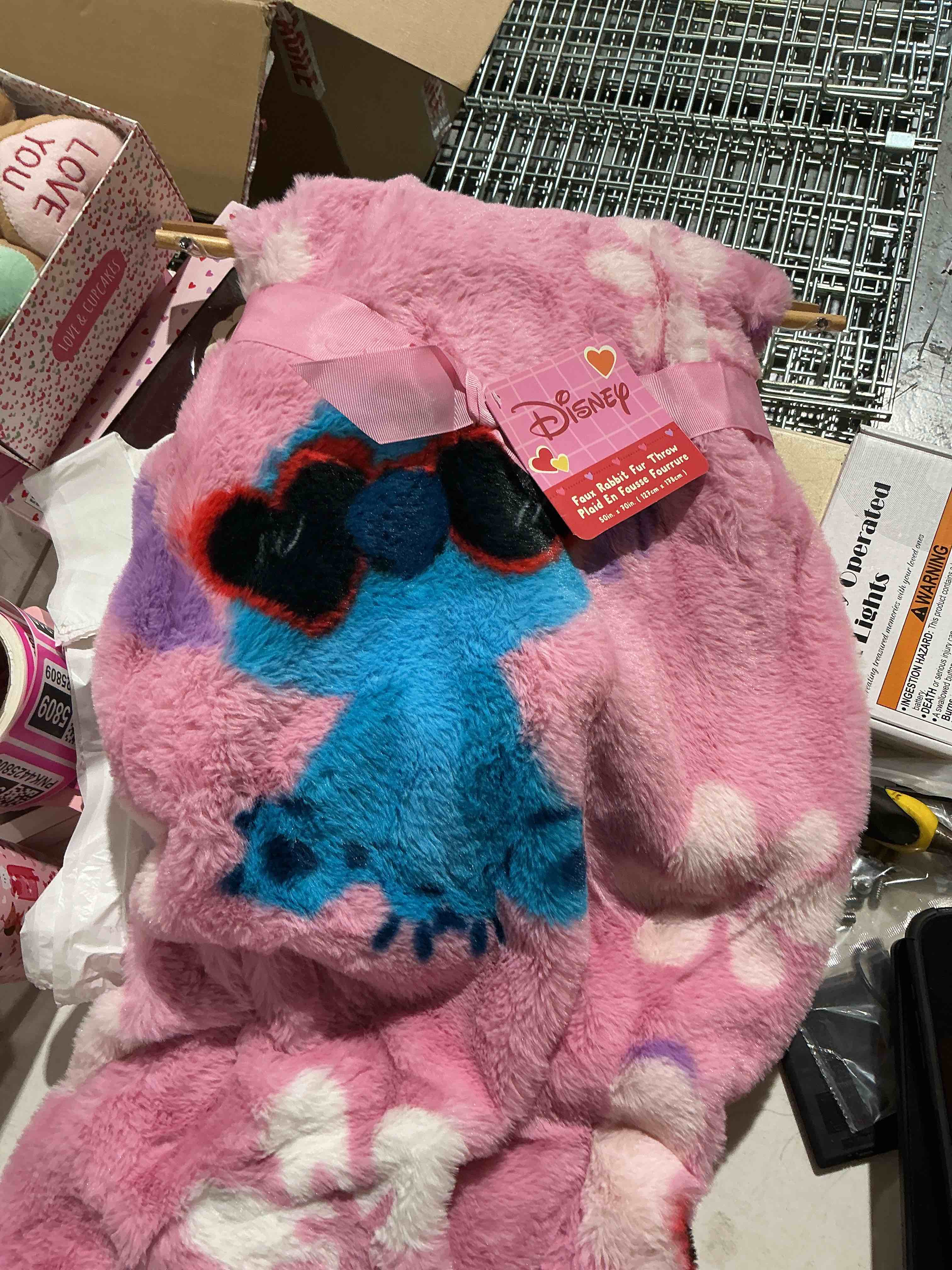 Disney stitch, rabbit fur throw blanket