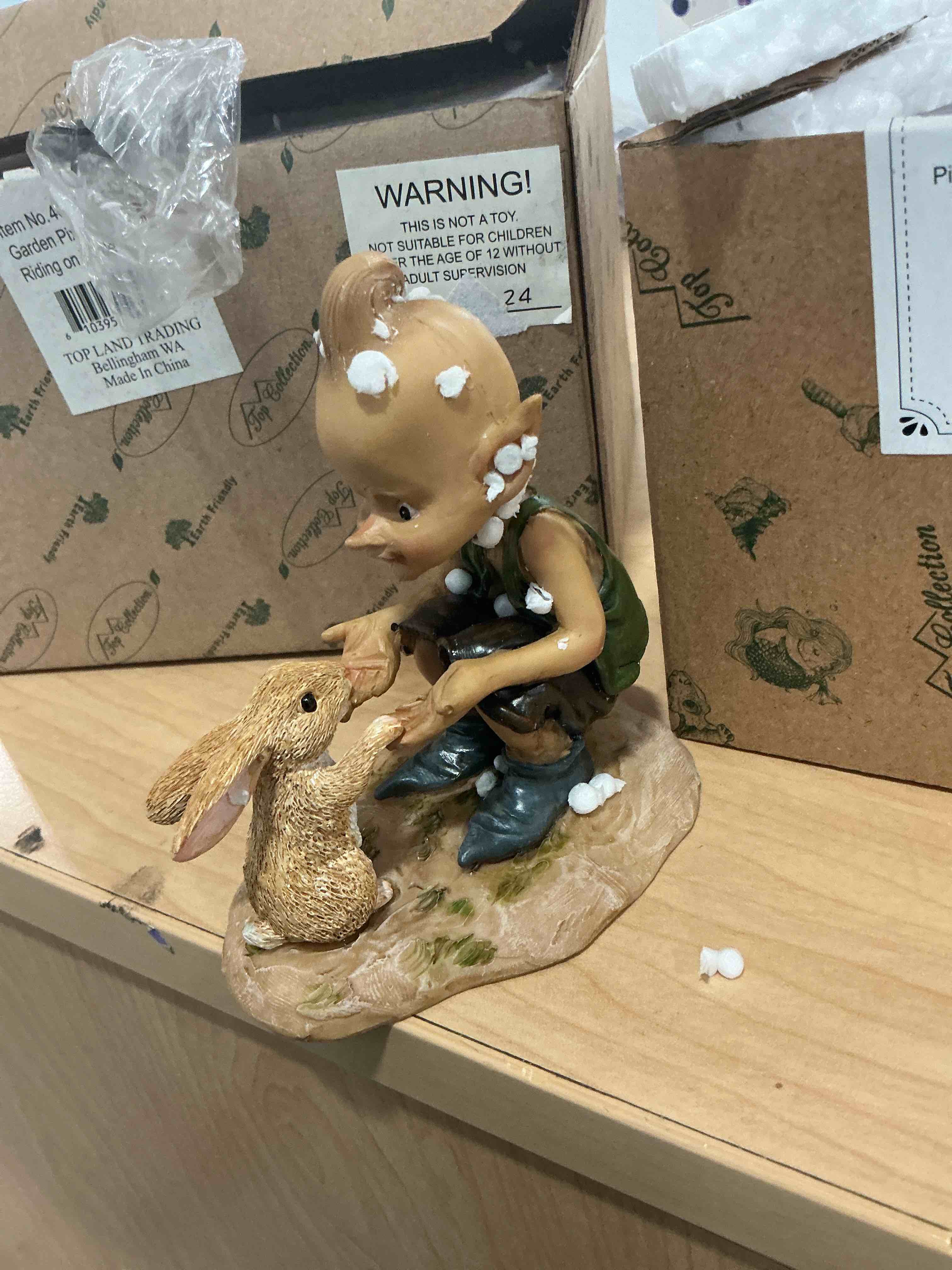 Condition photo showing Good Condition for top collection miniature fairy garden and terrarium pixie with bunny figurine