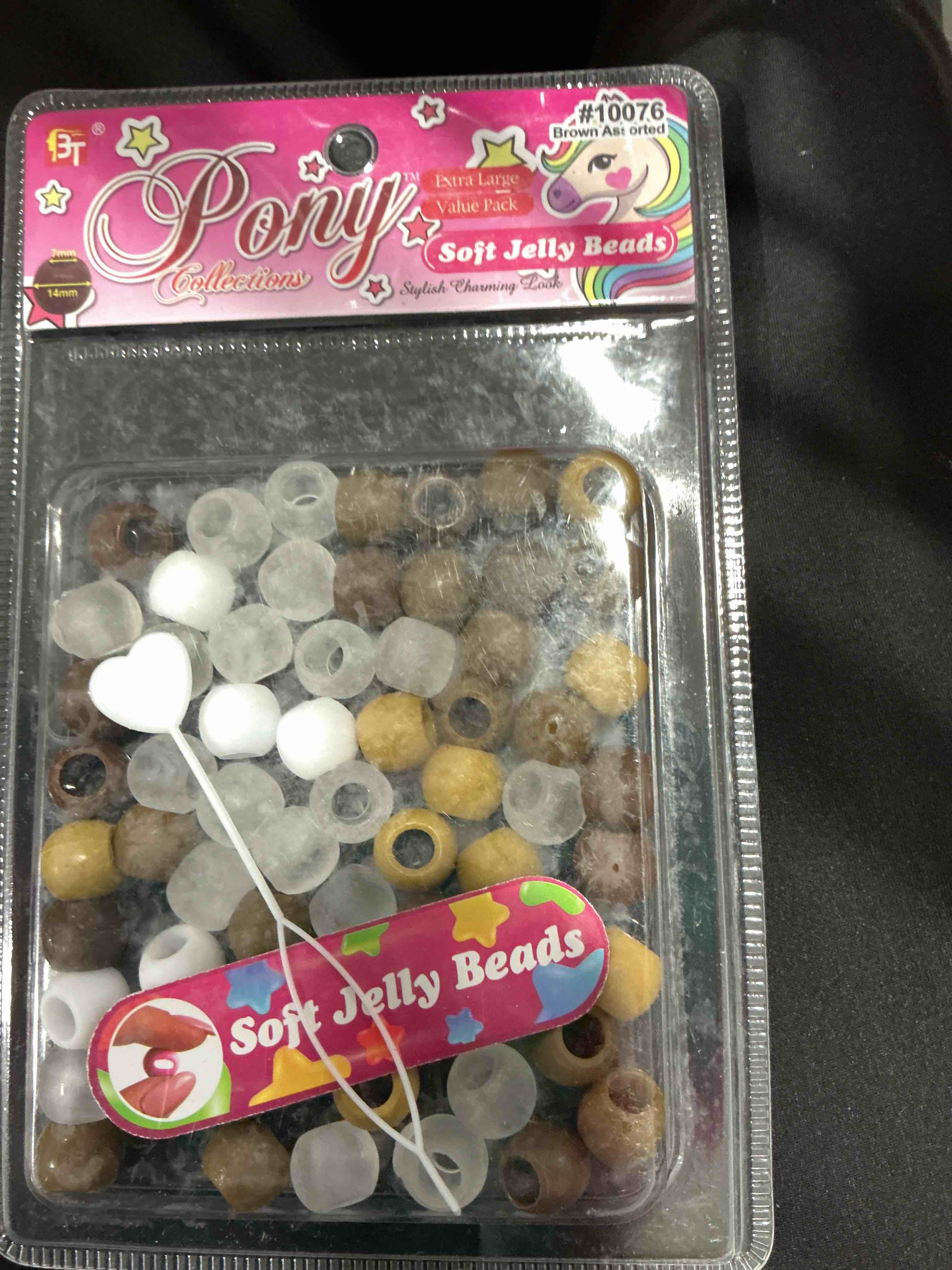 Beauty Town Soft Round Jelly Beads - 14mm XL Size with 7mm Hole + 1 Beader - Soft Elastic Hair Beads