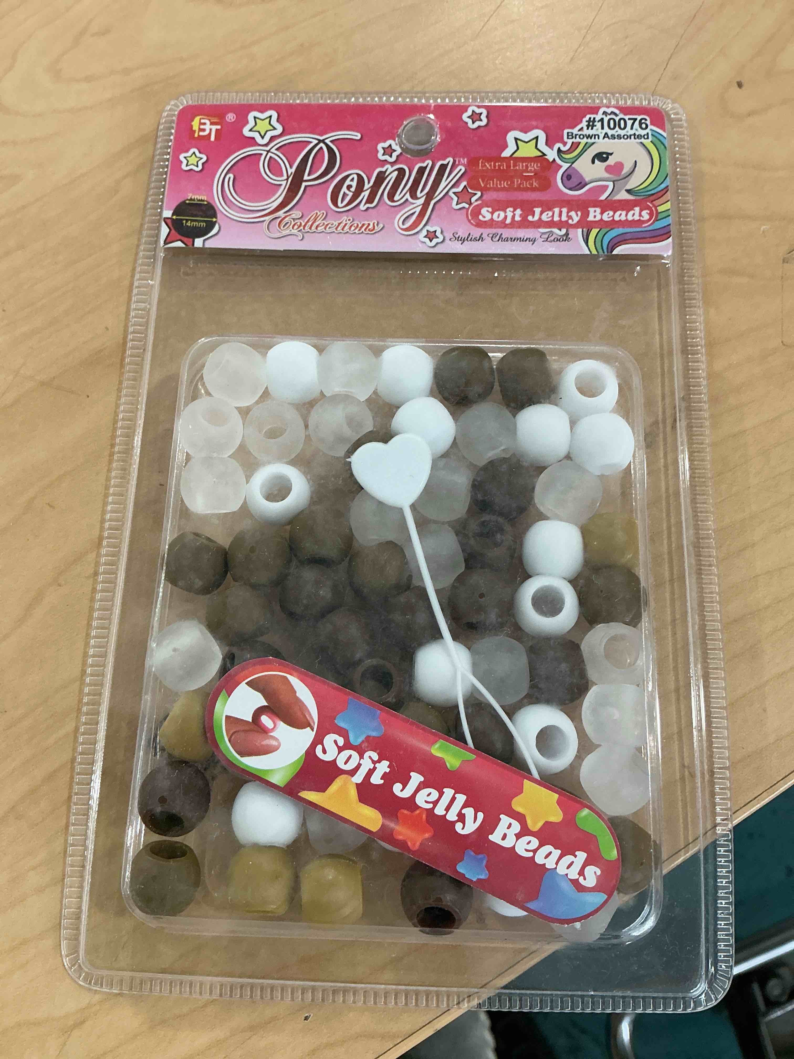 Beauty Town Soft Round Jelly Beads - 14mm XL Size with 7mm Hole + 1 Beader - Soft Elastic Hair Beads