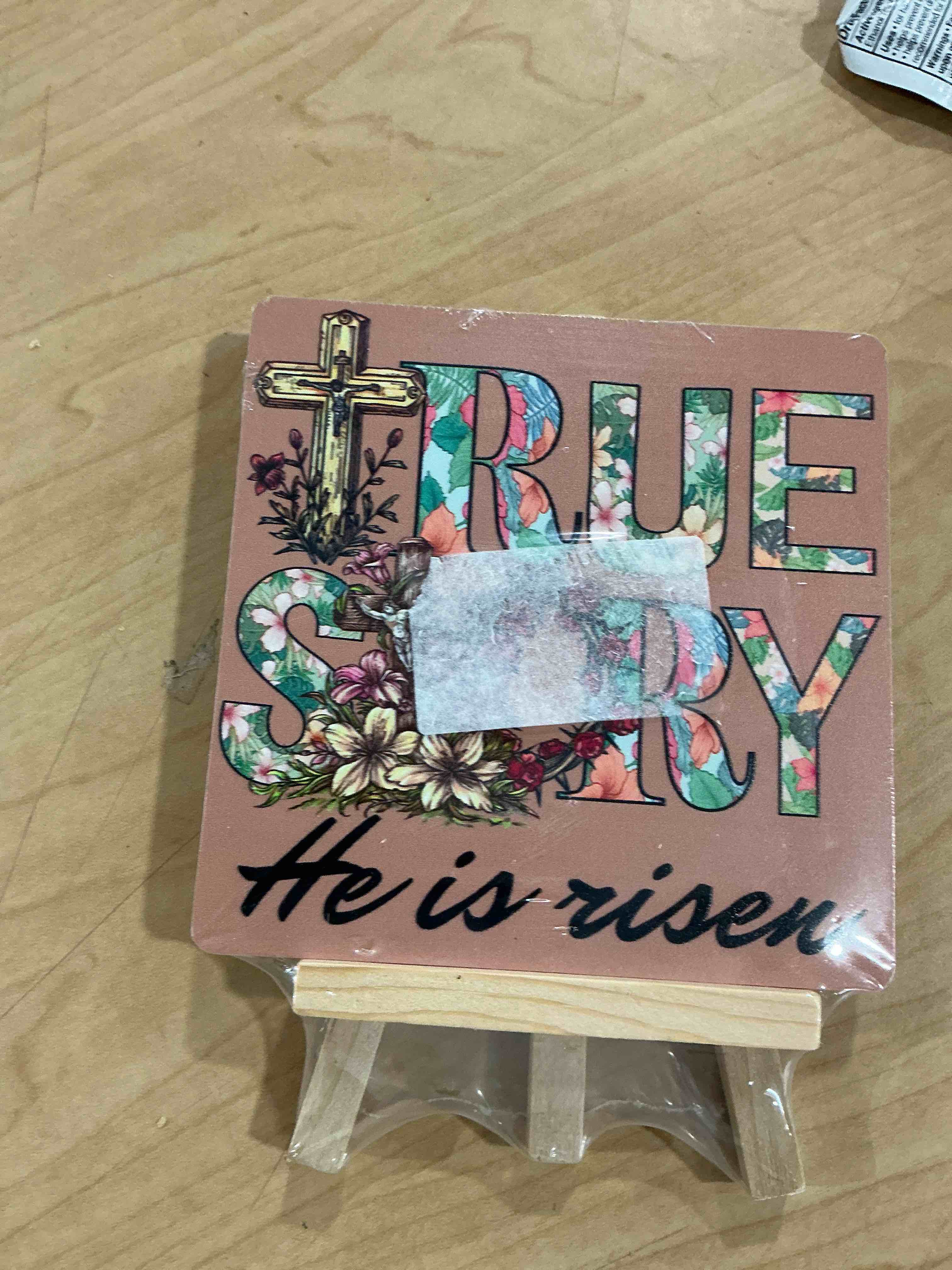 Condition photo showing New/Like New for christian wood sign, trust in the lord with all your heart bible verse gifts for women, floral religious wooden plaque desk decor with stand, inspirational christmas gifts for family friends -11