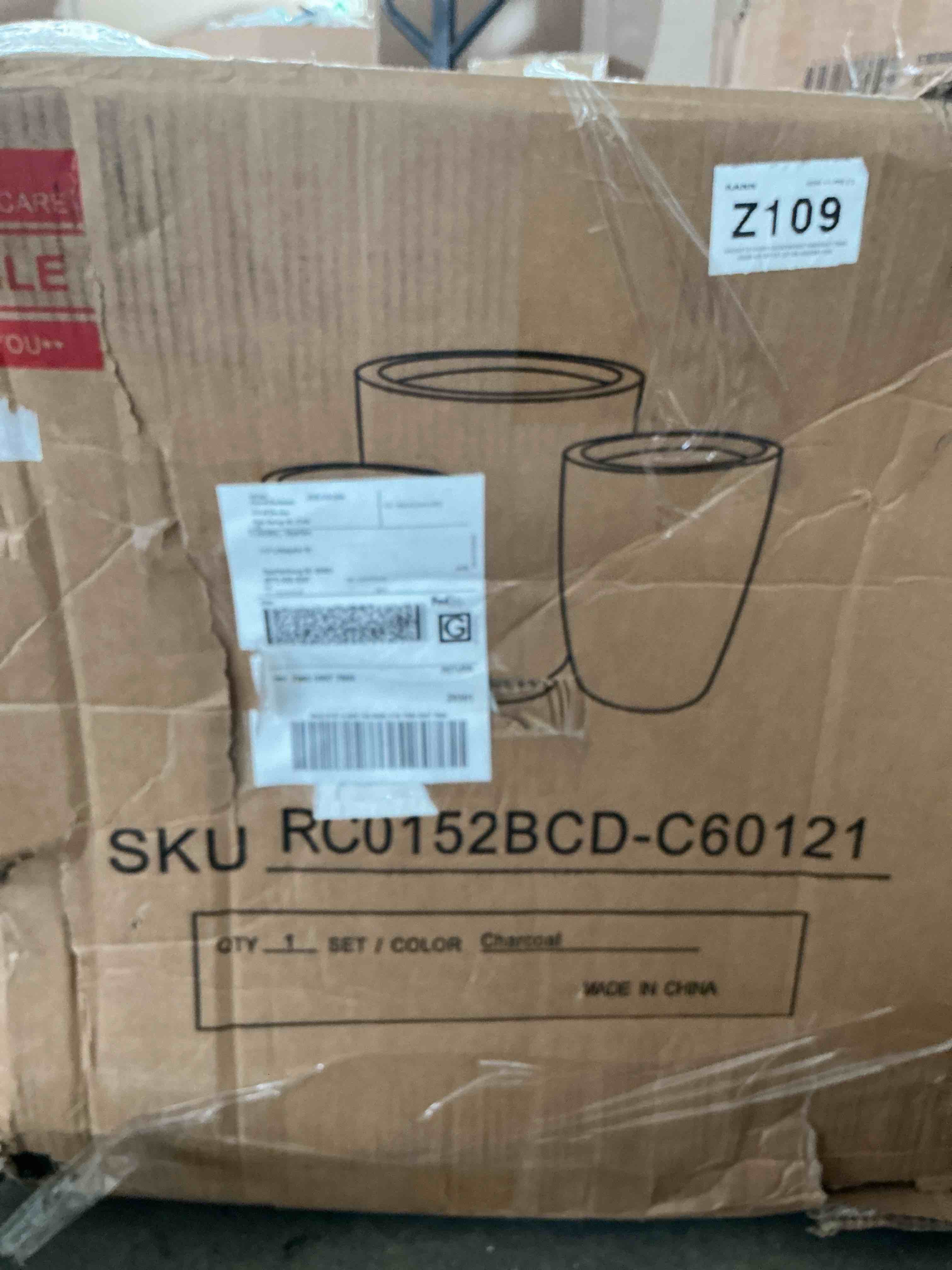 Condition photo showing Good Condition for kante 15.3"+11.6"+8.2" dia round concrete planter, large outdoor indoor planter pots containers with drainage holes and rubber plug for home garden patio, charcoal charcoal set of 3: 15.3" + 11.6" + 8.2" d