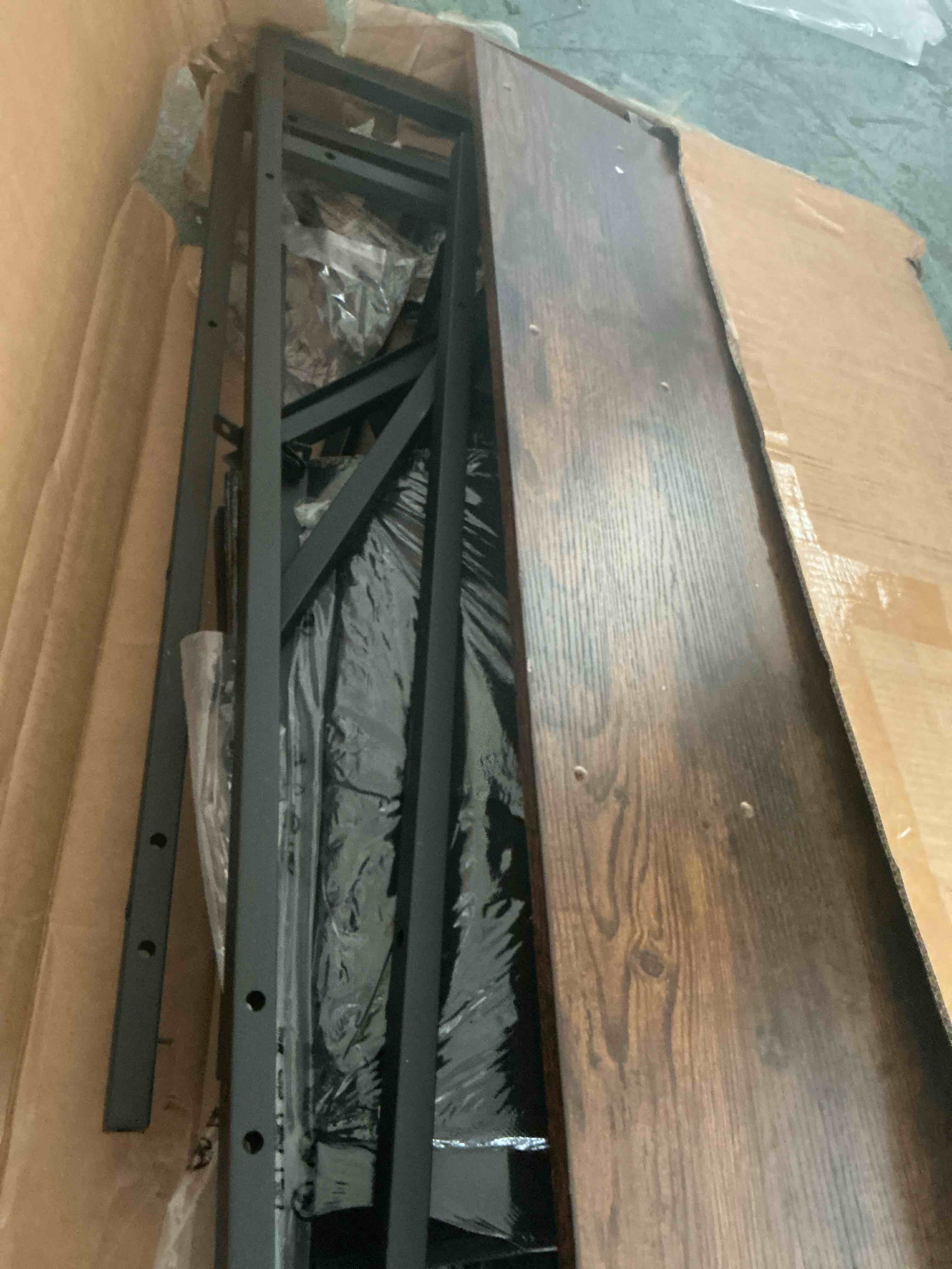 Condition photo showing New/Like New for aodk 66" l shaped computer desk, reversible home office desk with file cabinet & 4 drawers, corner gaming desk with led lights & power outlet, 2 person long pc desks table with monitor shelf, vintage