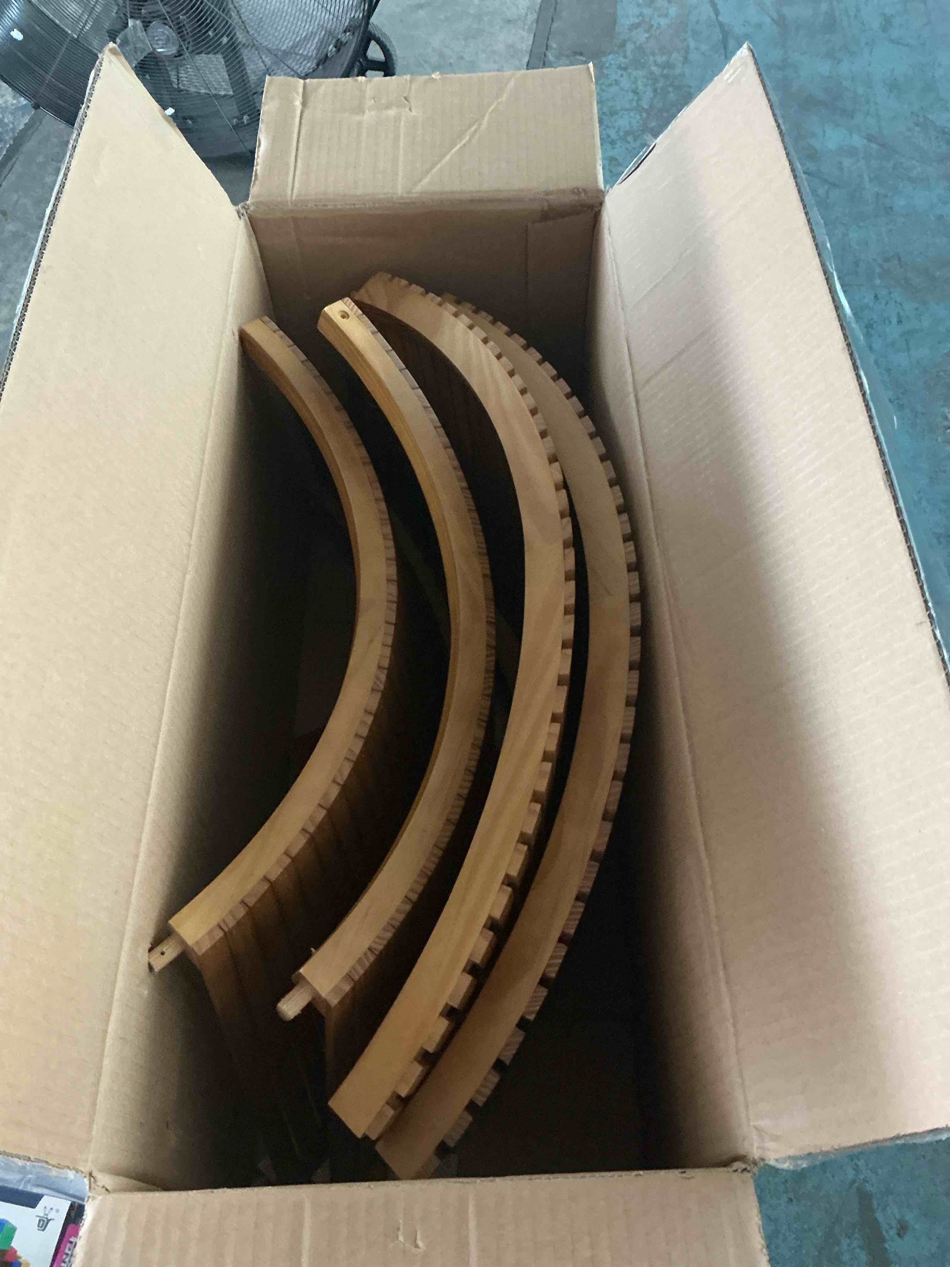 Condition photo showing New/Like New for best choice products 36in christmas tree collar, solid wood slatted tree skirt holiday accessory for home - natural