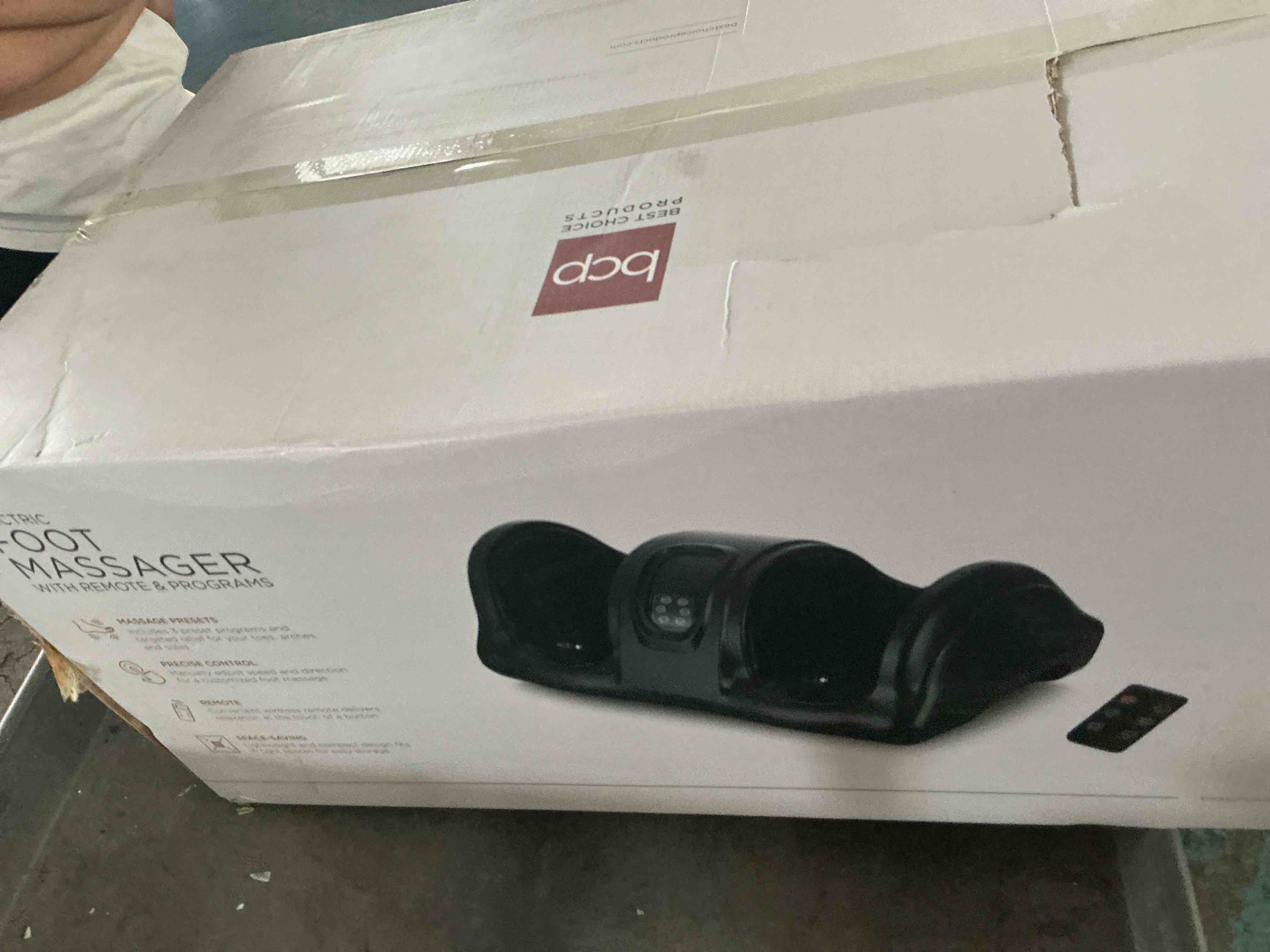 Condition photo showing New/Like New for best choice products foot massager machine shiatsu foot massager, therapeutic reflexology kneading and rolling for feet, ankle, high intensity rollers, remote, control, lcd screen - gray
