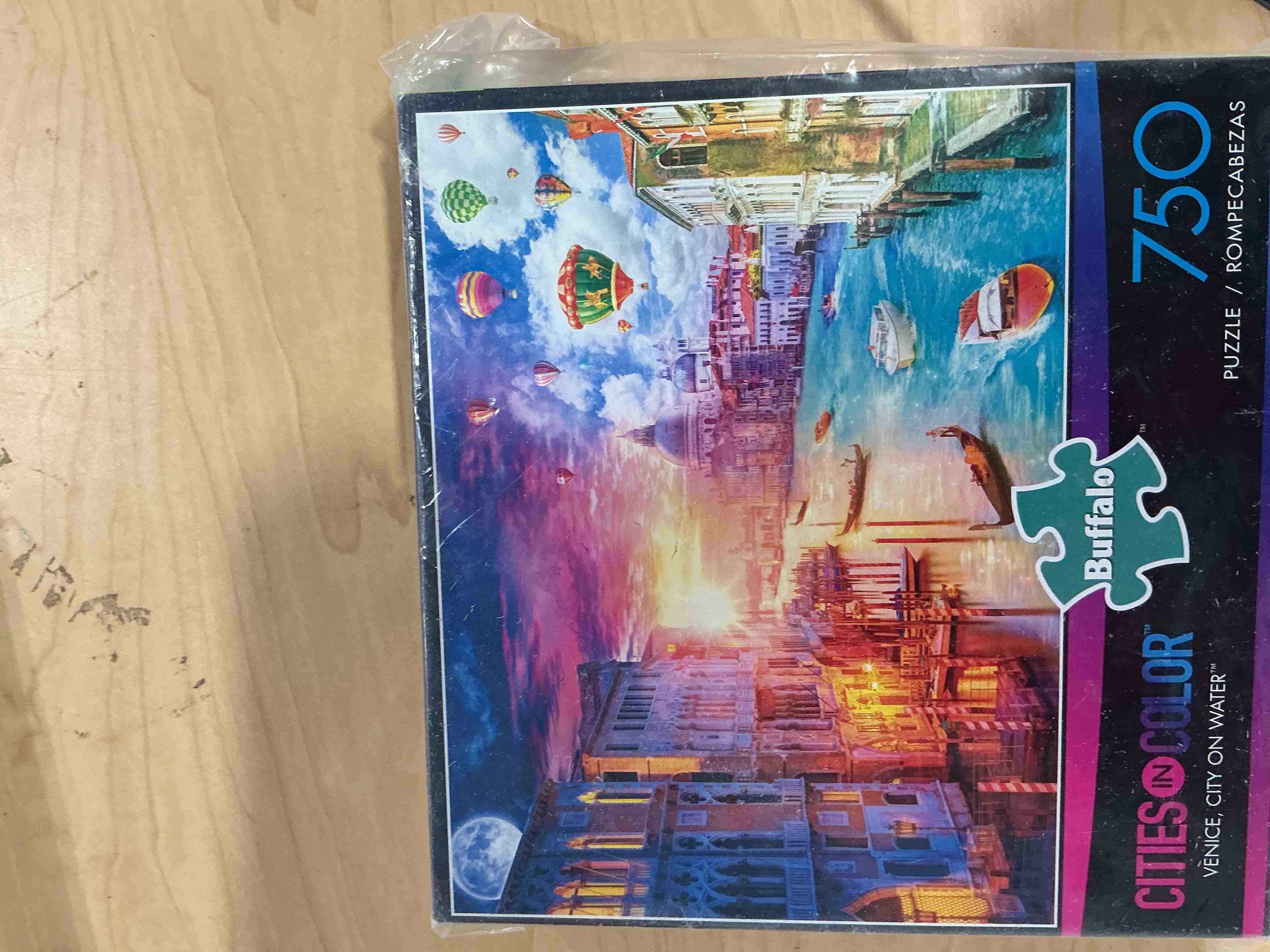 Condition photo showing New/Like New for buffalo games 750 piece puzzle for adults, venice italy city on water jigsaw puzzles 750 pieces, gondola view puzzles for adults 750 pieces, challenging family game gift for friends and family, 20.5 x 15 in