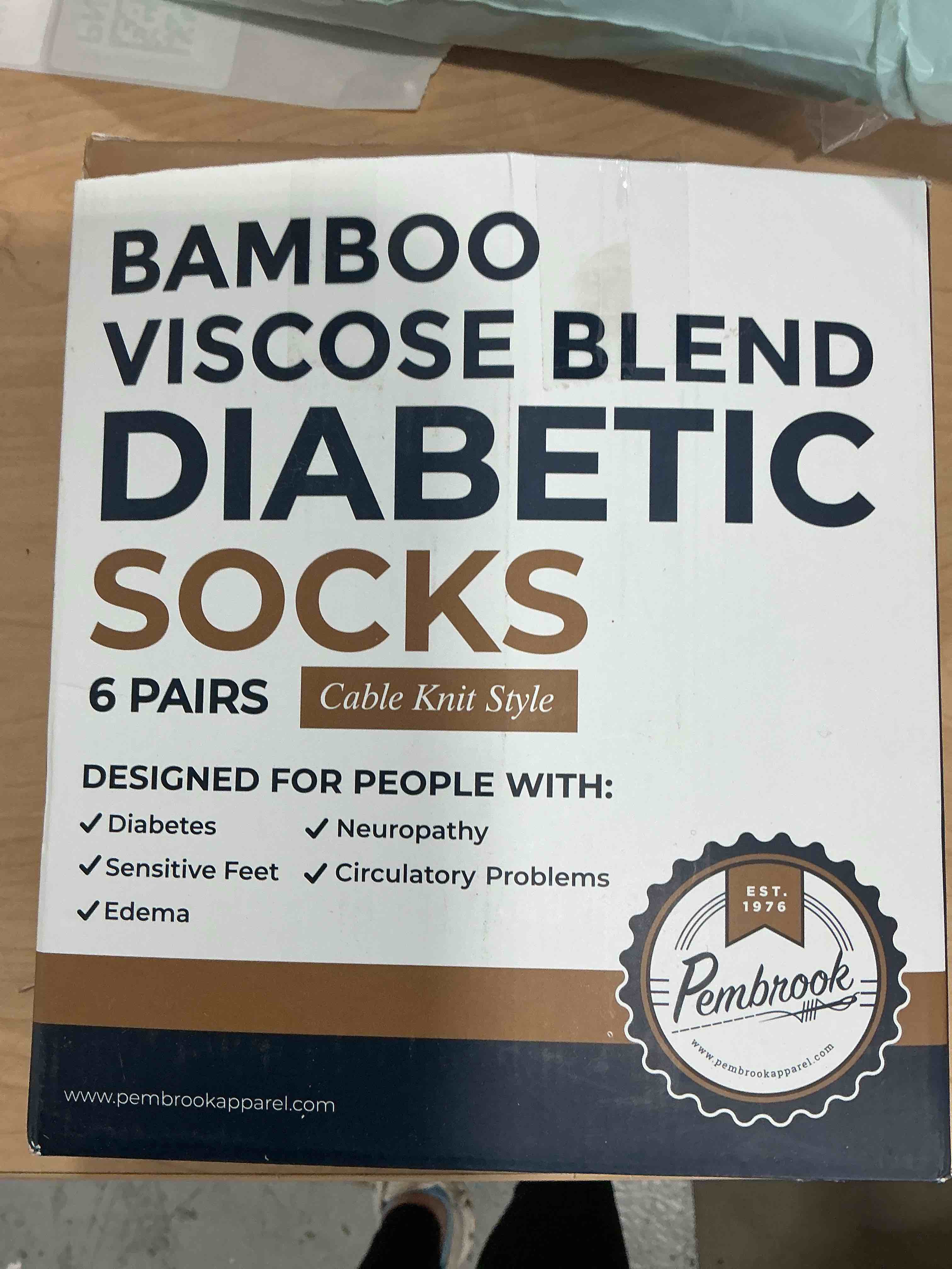 Condition photo showing New/Like New for pembrook diabetic socks for women - 6 pairs cable knit viscose bamboo socks woman, non-binding top, moisture-wicking pastel pink/mint green/fuchsia/lilac/yellow/pastel blue - 6 pairs large
