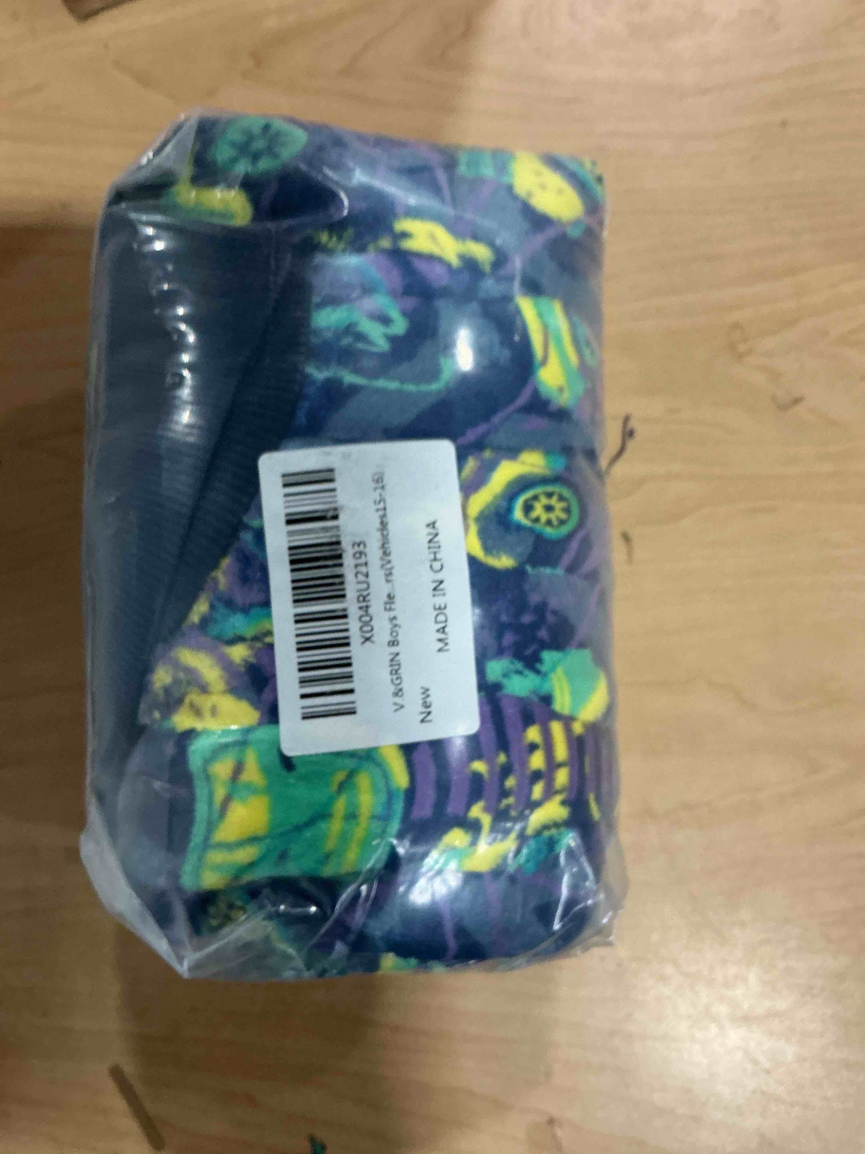 Condition photo showing New/Like New for v.&grin boys fleece pajamas, soft cozy pullover sweatshirt pants set for kids 7-16 years vehicles 15-16 years