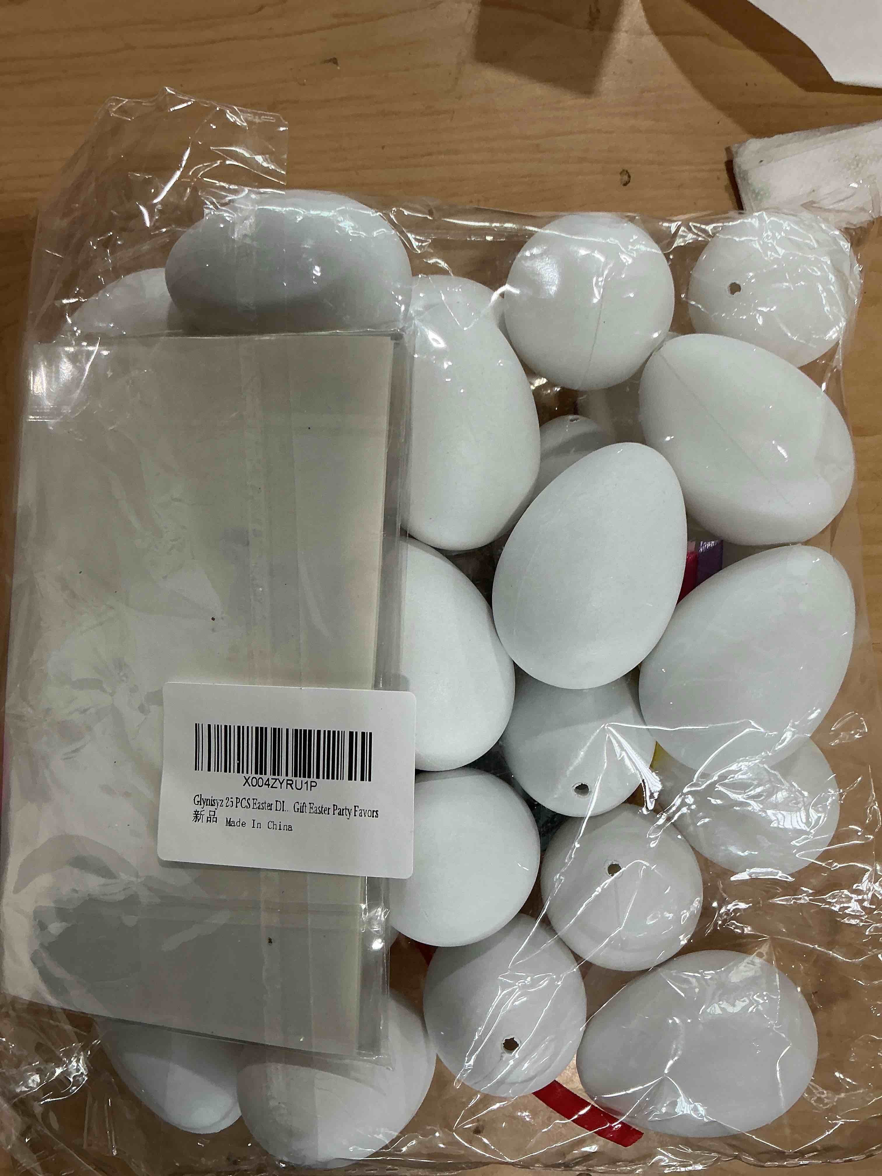 Condition photo showing New/Like New for glynisyz 25 pcs easter diy eggs,diy glitter gem foam easter eggs hanging decorations craft kit with rope diy painting decorating basket fillers gift easter party favors