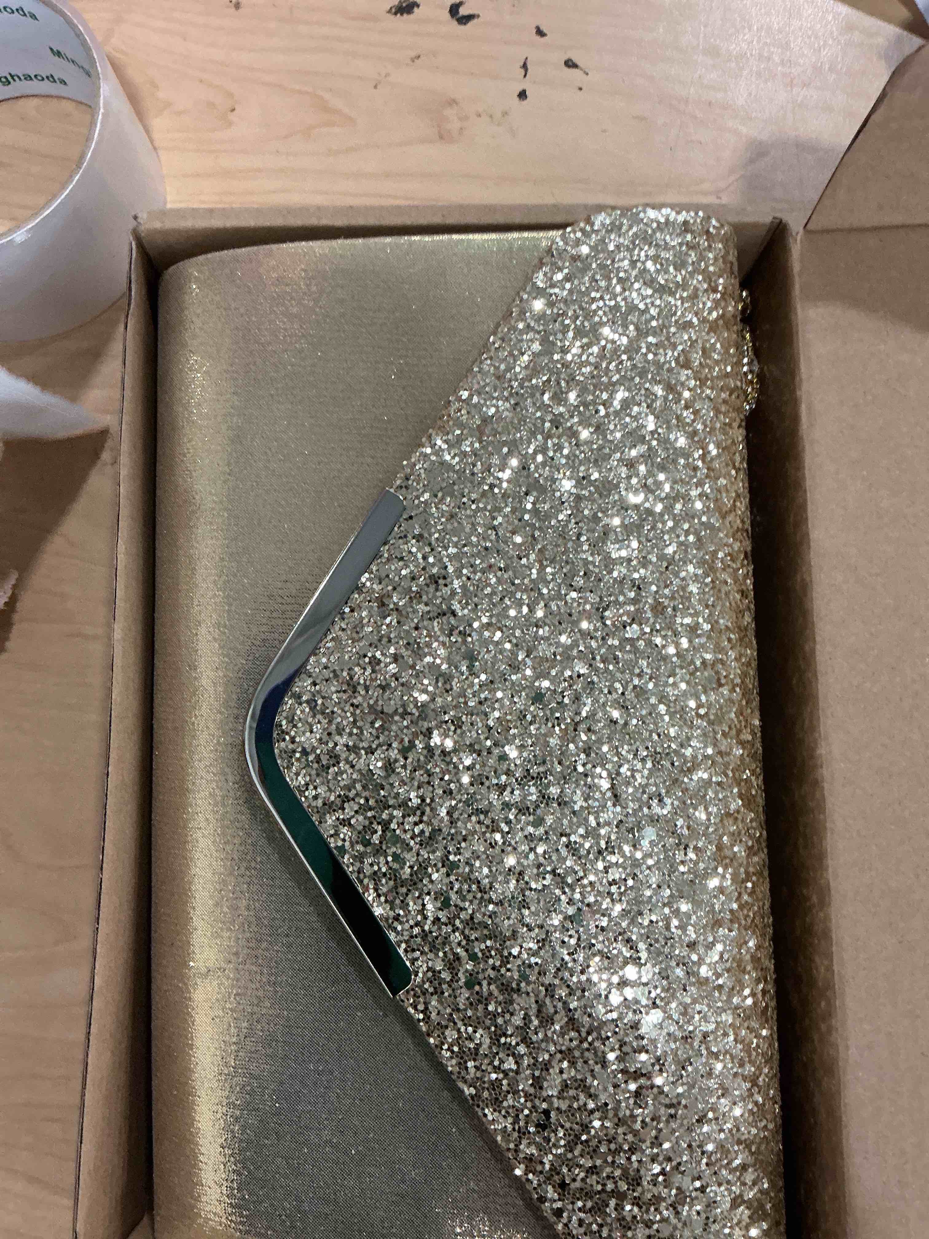 Condition photo showing New/Like New for henoyso 5 pcs purse rhinestone jewelry set prom jewelry rhinestone clutch purse necklace earrings bracelets for women bride