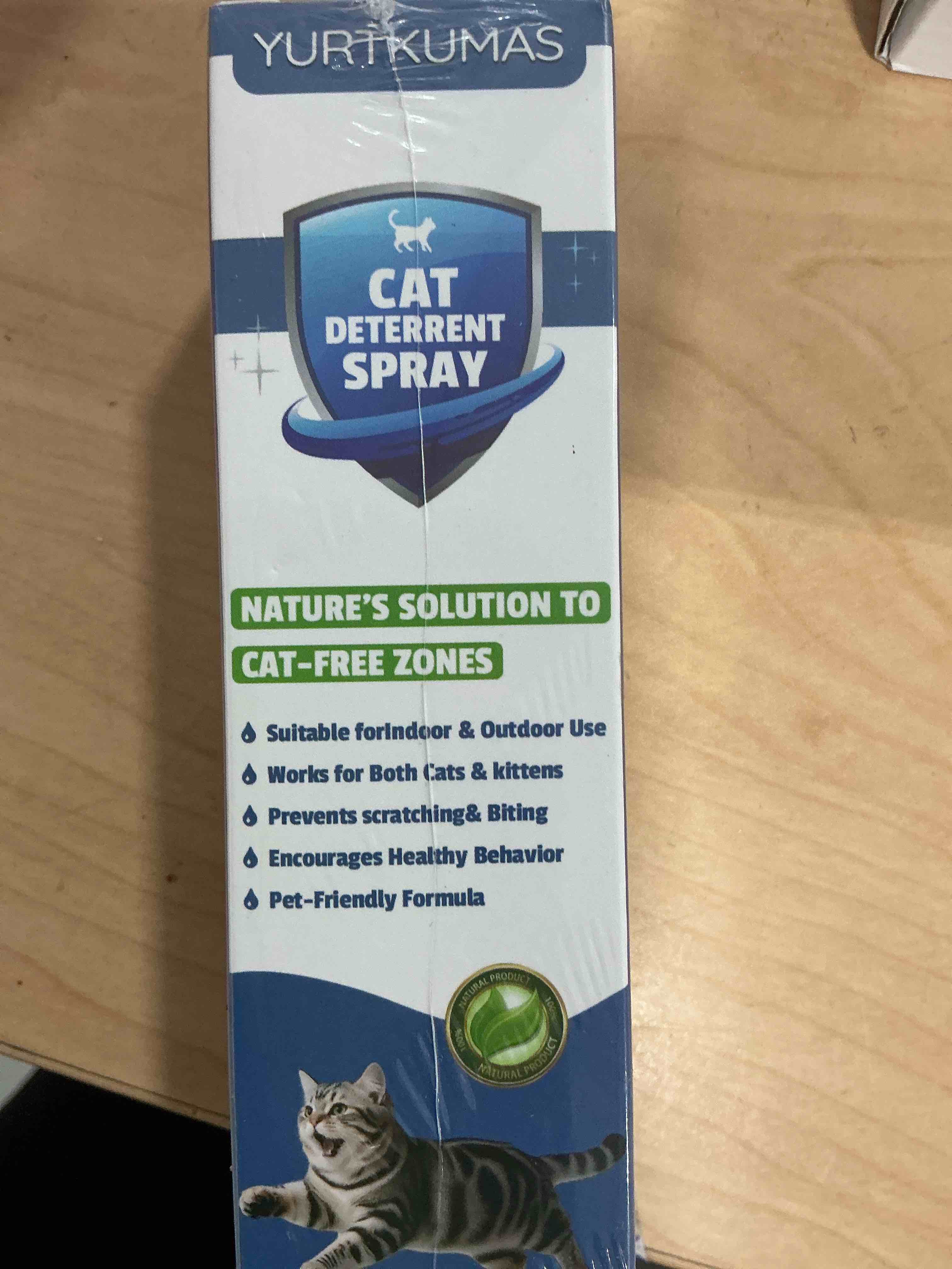 Condition photo showing New/Like New for cat deterrent spray - indoor & outdoor cat repellent, stops cats from scratching furniture, carpets, sofas, curtains and urine marking - effective anti-scratch training aid (blue)