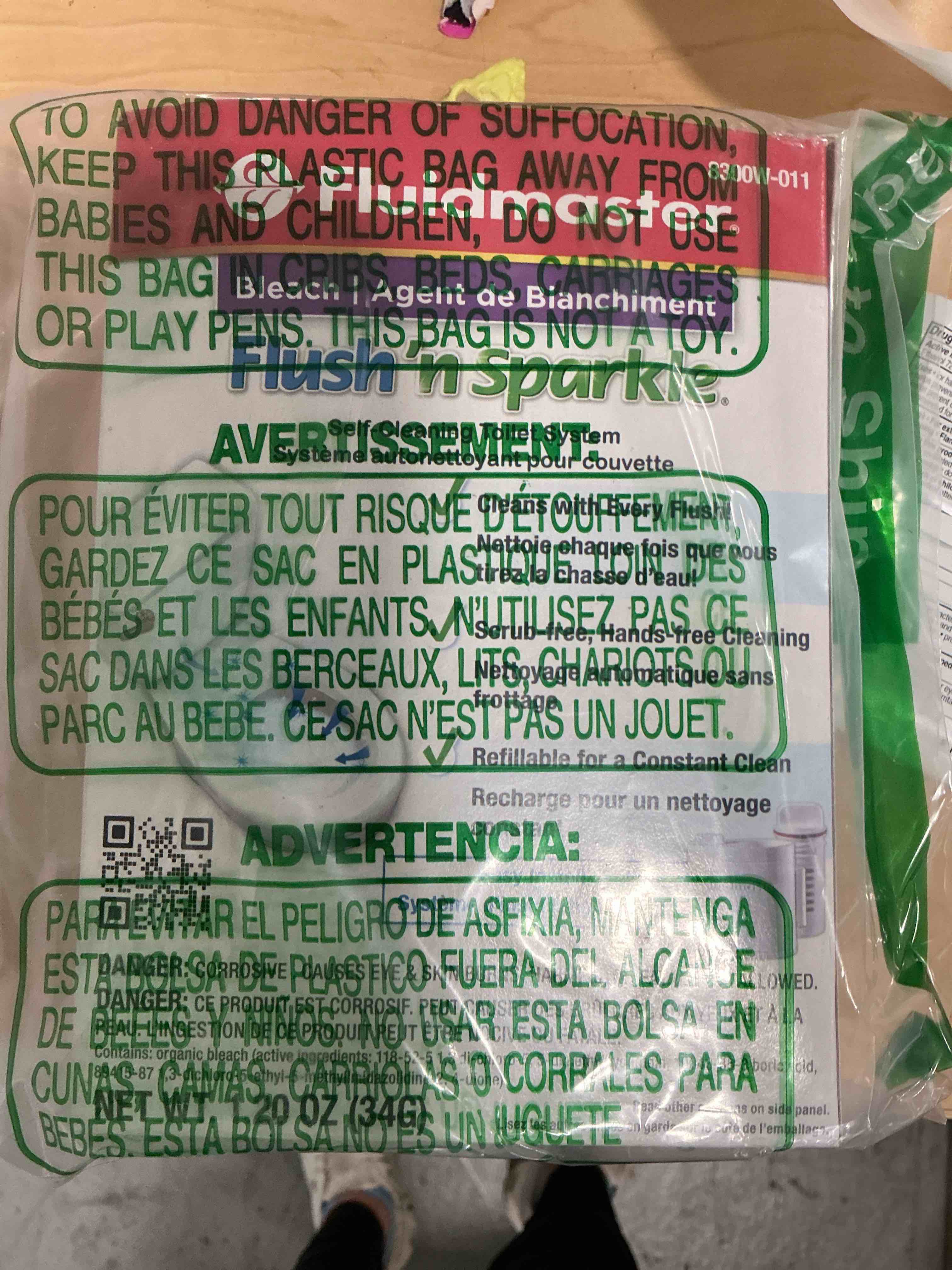 Condition photo showing New/Like New for fluidmaster 8300p8 flush  n sparkle automatic bleach toilet bowl cleaning system