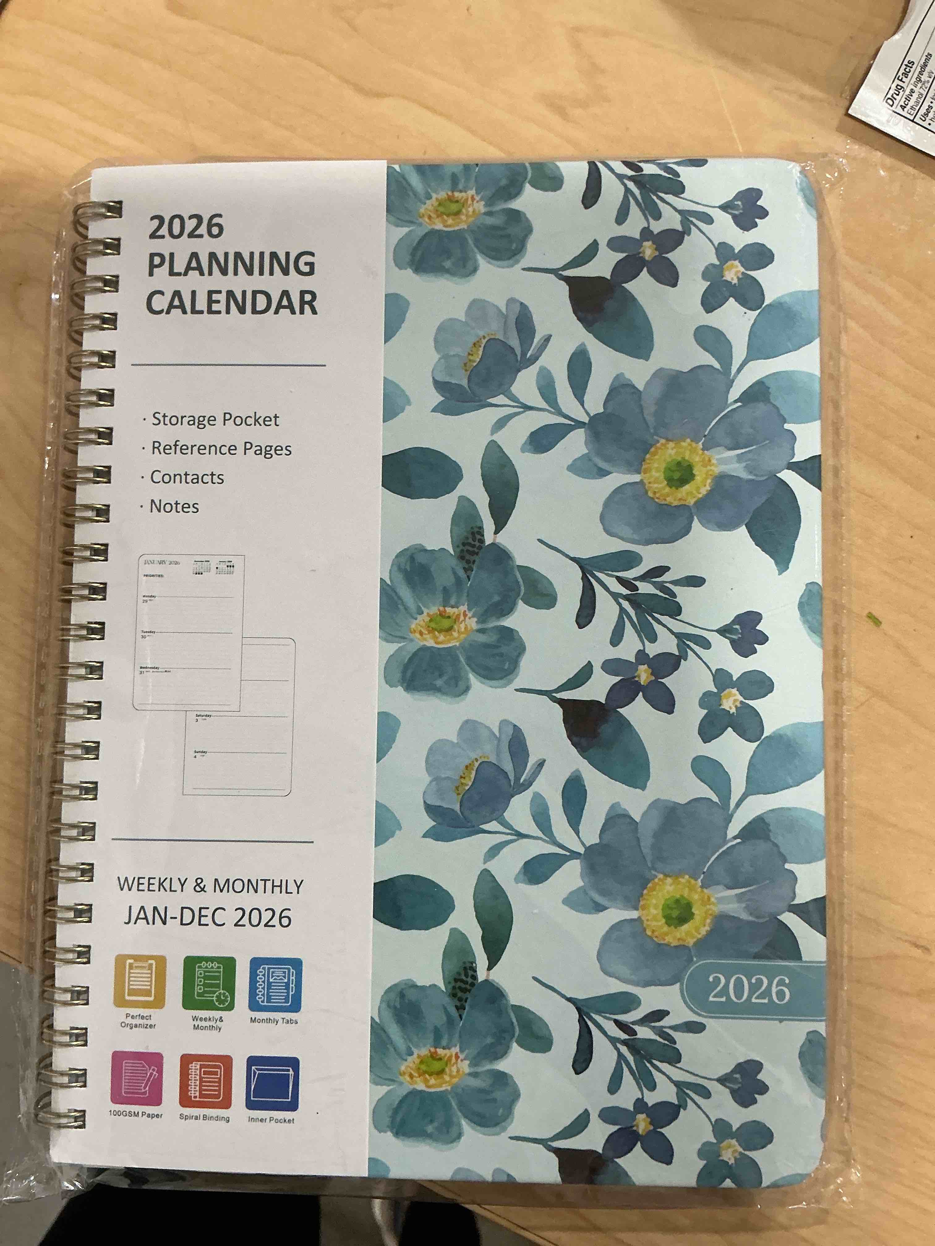 Condition photo showing New/Like New for 2026 planner, weekly and monthly academic planner calendar (jan.2026 - dec.2026), planning agenda book, for office desk accessories and school supplies, a5(6.3" x 8.5") (blue blossoms) blue blossoms 6.3"x8.5"(jan 2026-dec 2026?