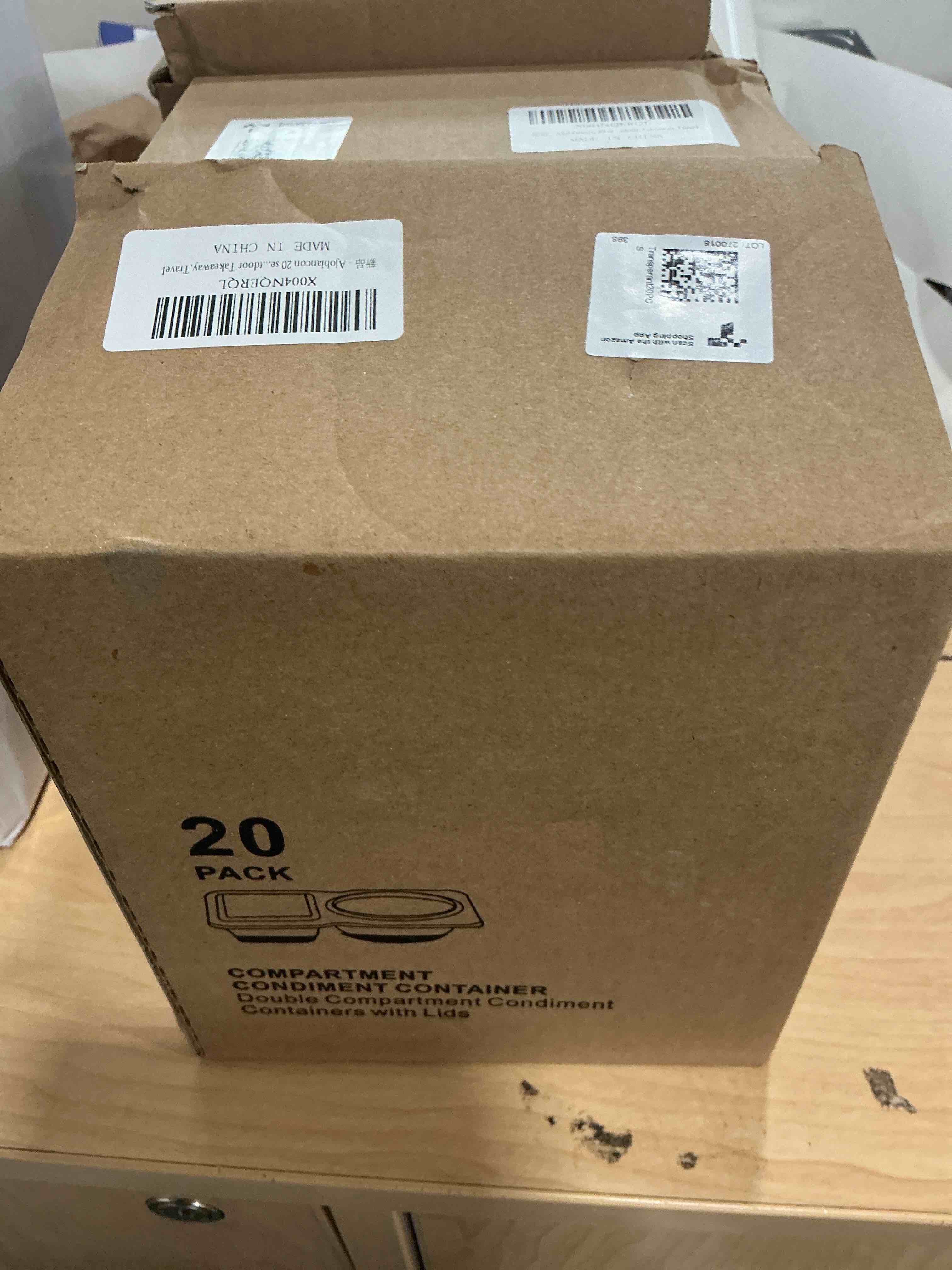 Condition photo showing New/Like New for 20 sets reusable snack containers 2 compartment condiment container with lids snackle box container portion control for refrigeration sauce,outdoor takeaway,travel