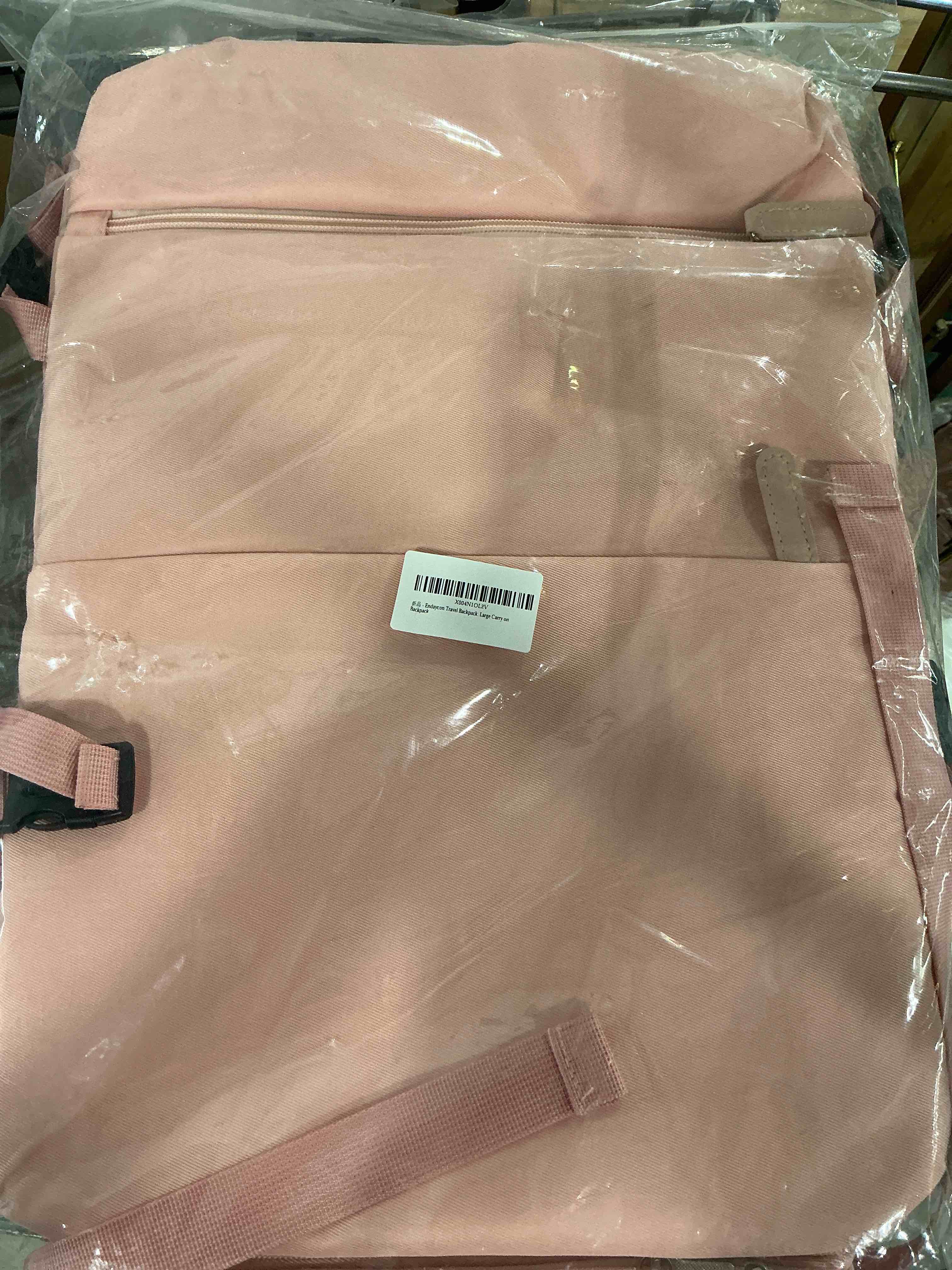 Condition photo showing New/Like New for travel backpack for women, carry on luggage with usb charging hole, waterproof laptop backpack medium minimalistic pink01