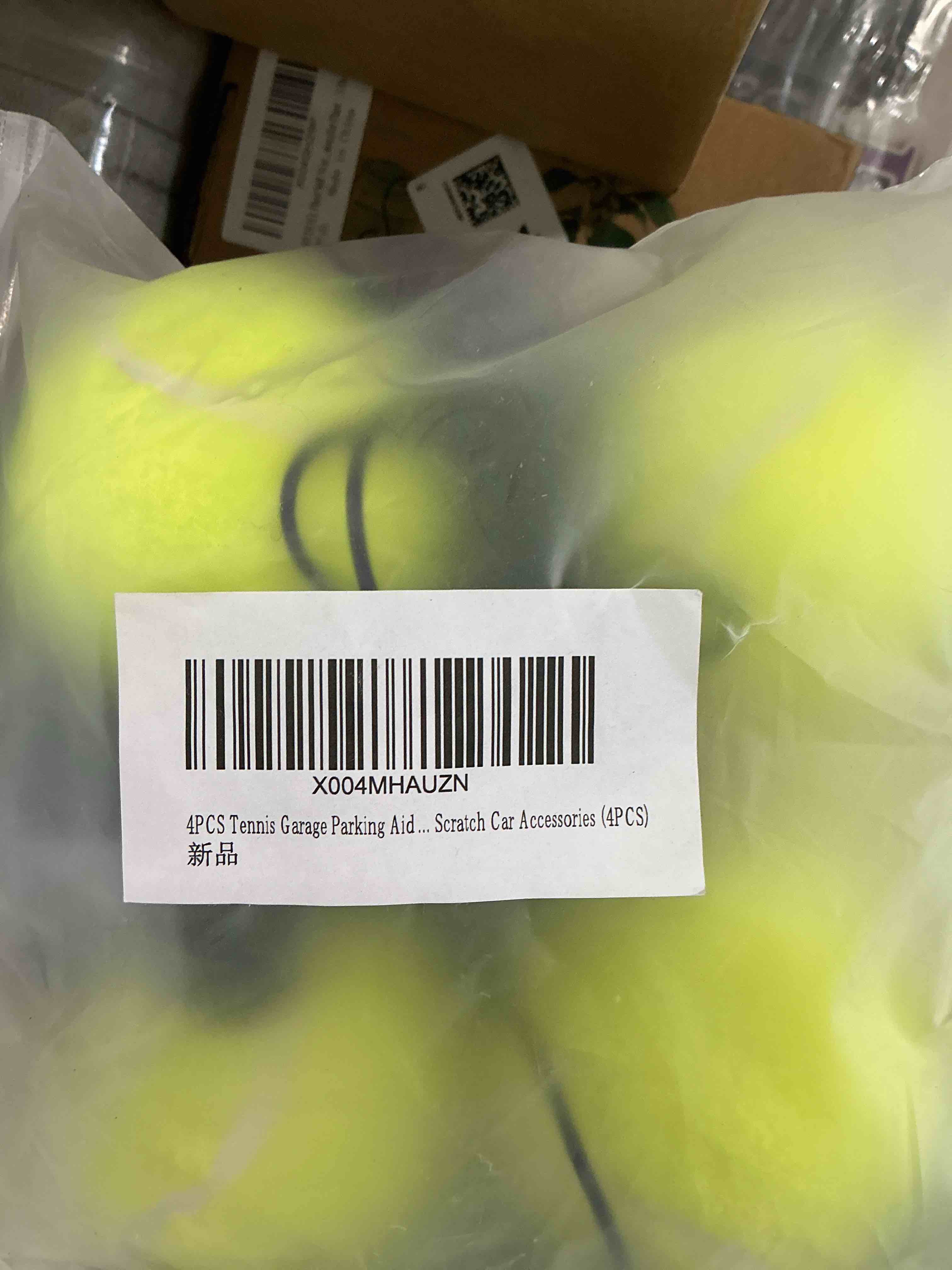 Condition photo showing New/Like New for sardvisa 4-packs tennis ball garage parking aid with non-elastic string, precise garage car stop indicator w/adjustment buckle, easy installation, parking stopper assist for garage accessories