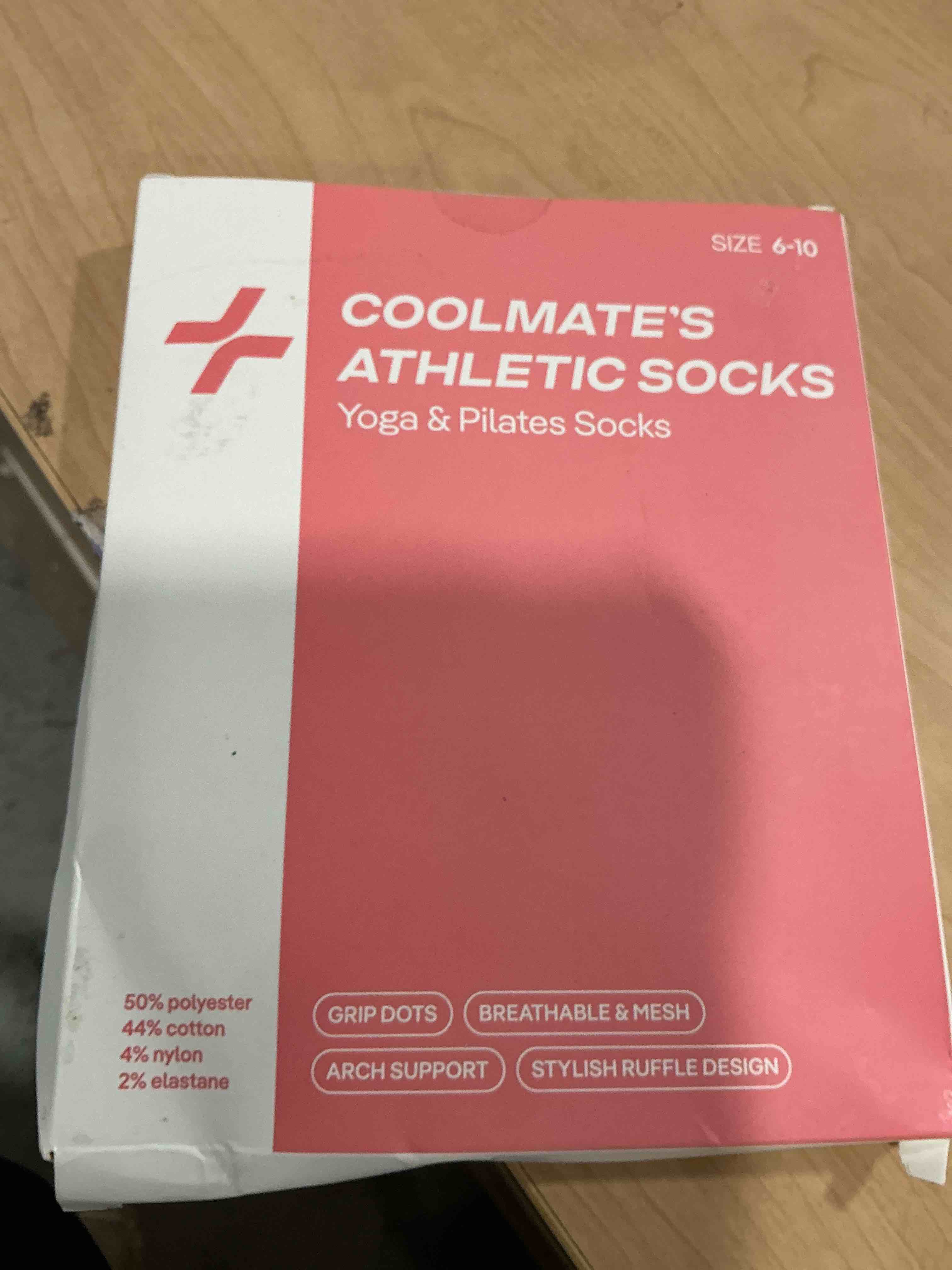 Condition photo showing New/Like New for coolmate pilates socks with grips for women, yoga socks, crew non slip women for barre, pilates gifts for women a-06d. 3 pairs ruffle black