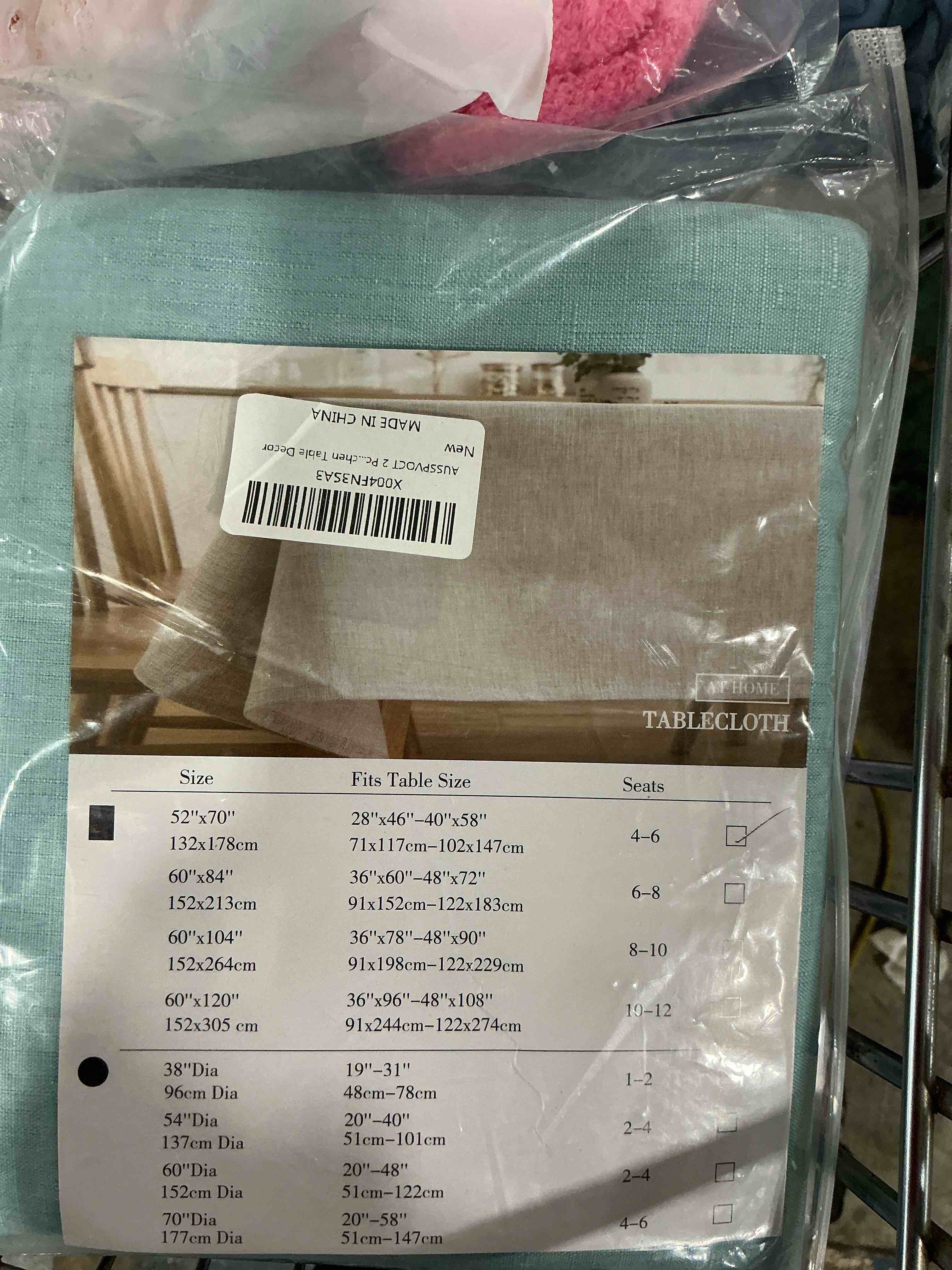 Condition photo showing New/Like New for ausspvoct 2 pcs textured linen table cloth for rectangle table - 52x70 inch cloth tablecloth rectangular waterproof washable fabric dining table cover for christmas holiday party kitchen decor aqua blue 52'' x 70''/2pcs