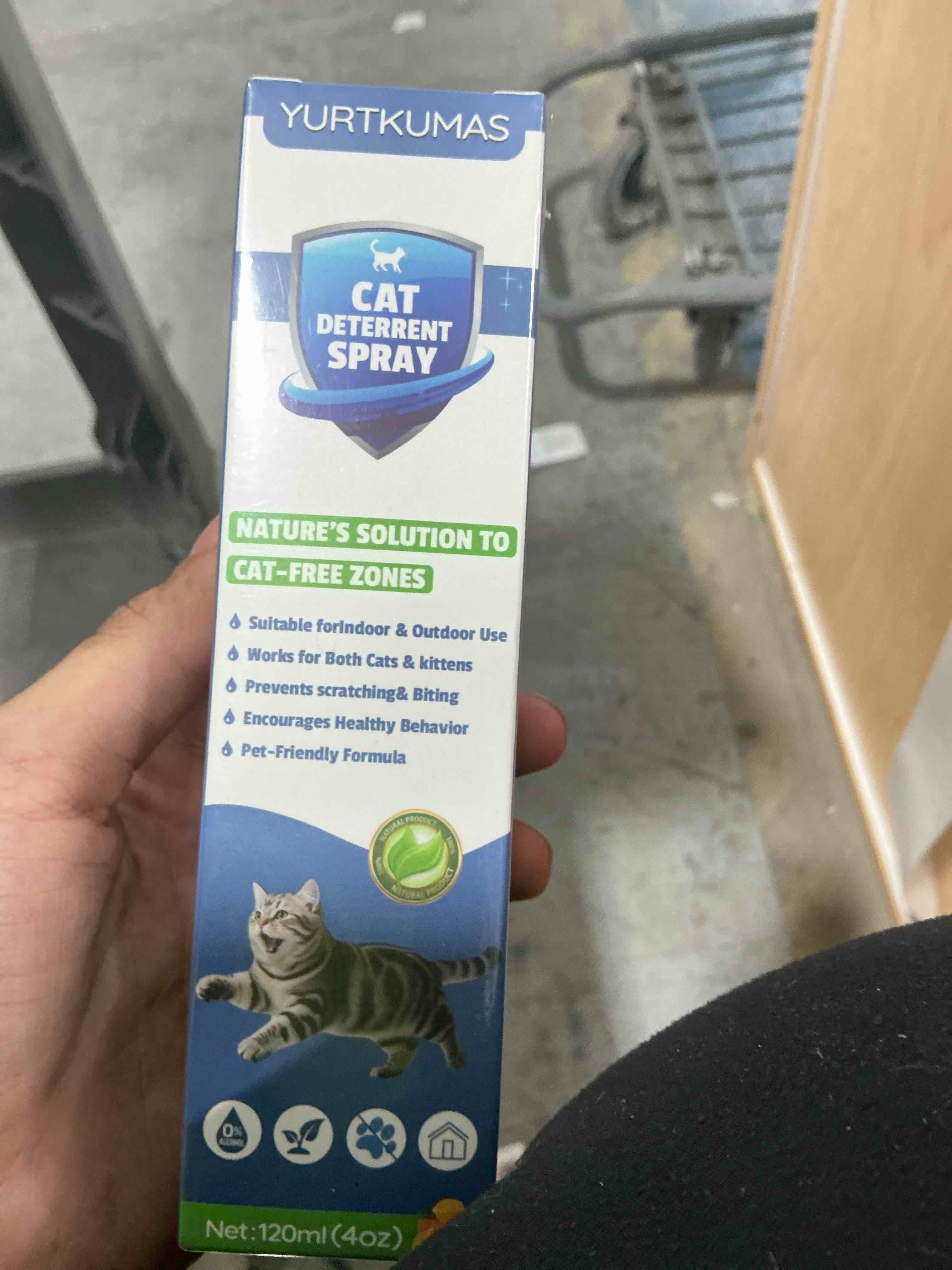 Condition photo showing New/Like New for cat deterrent spray - indoor & outdoor cat repellent, stops cats from scratching furniture, carpets, sofas, curtains and urine marking - effective anti-scratch training aid (blue)