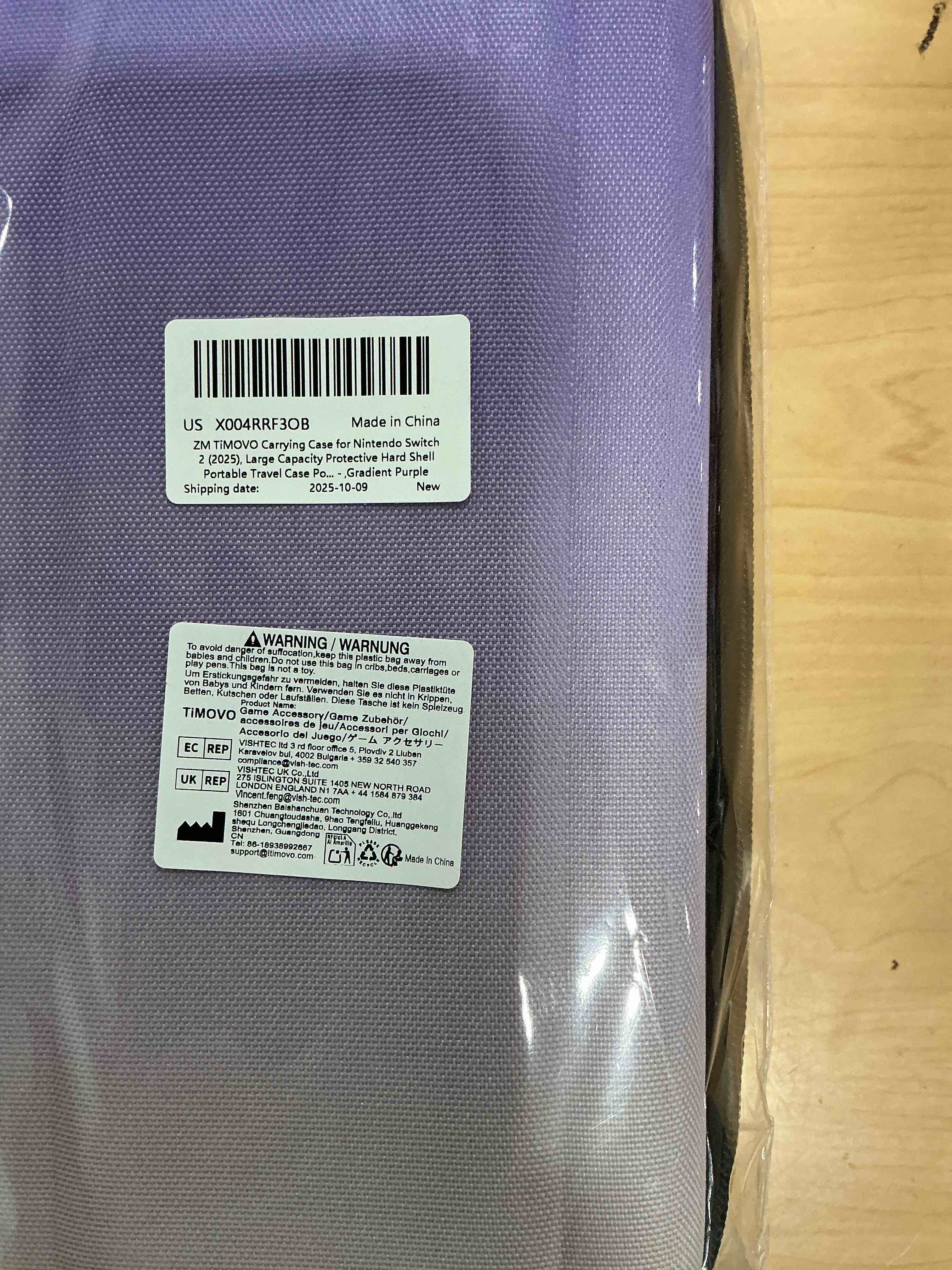 Condition photo showing Brand New for timovo carrying case for nintendo switch 2 (2025), large capacity protective hard shell portable travel case pouch for switch 2, with 10 game card slots and pockets for accessories, gradient purple gradient purple 10 slots