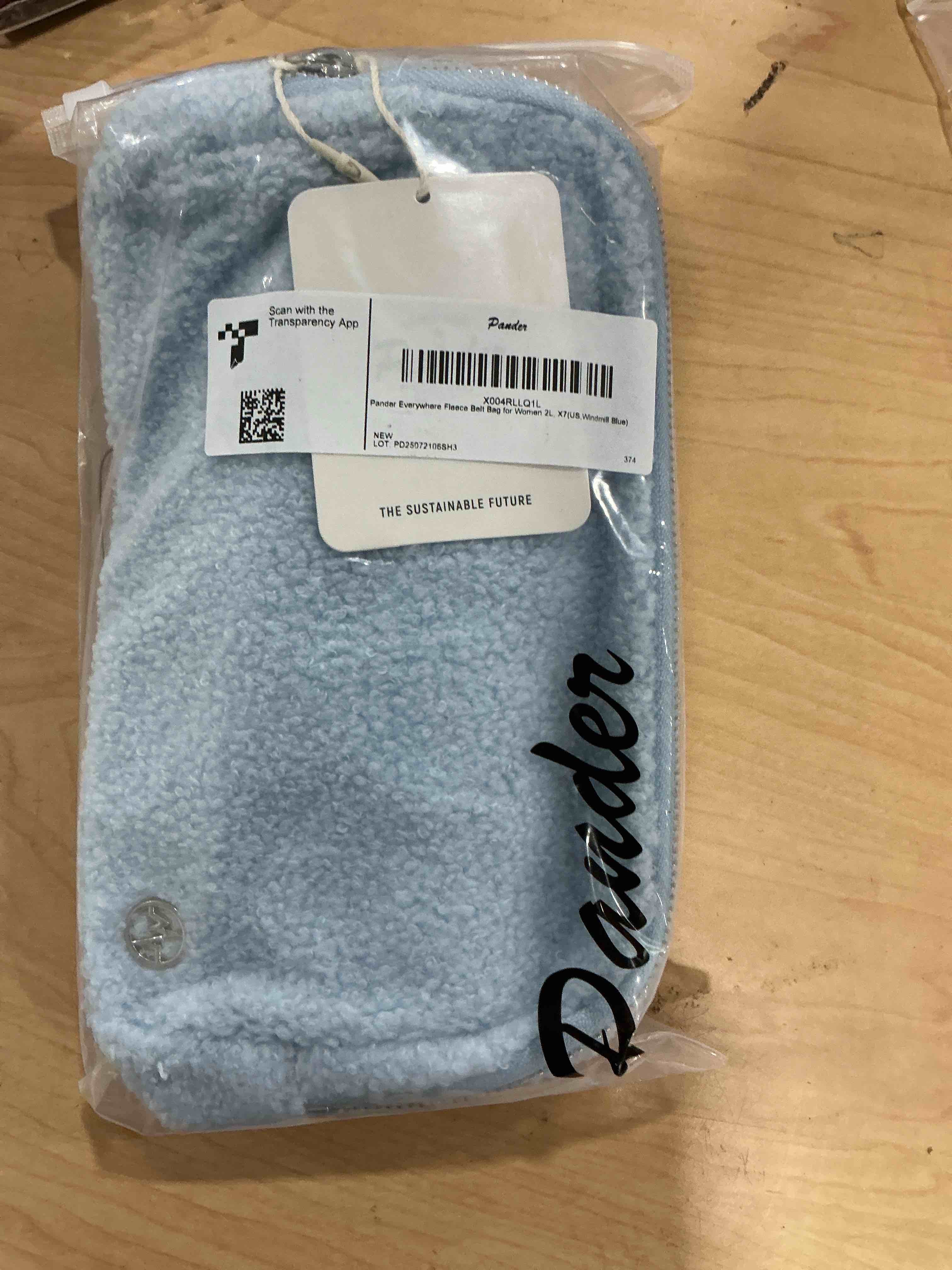 Condition photo showing Brand New for pander large 2l fanny pack everywhere fleece belt bag for women and men with adjustable strap belt. (windmill blue)