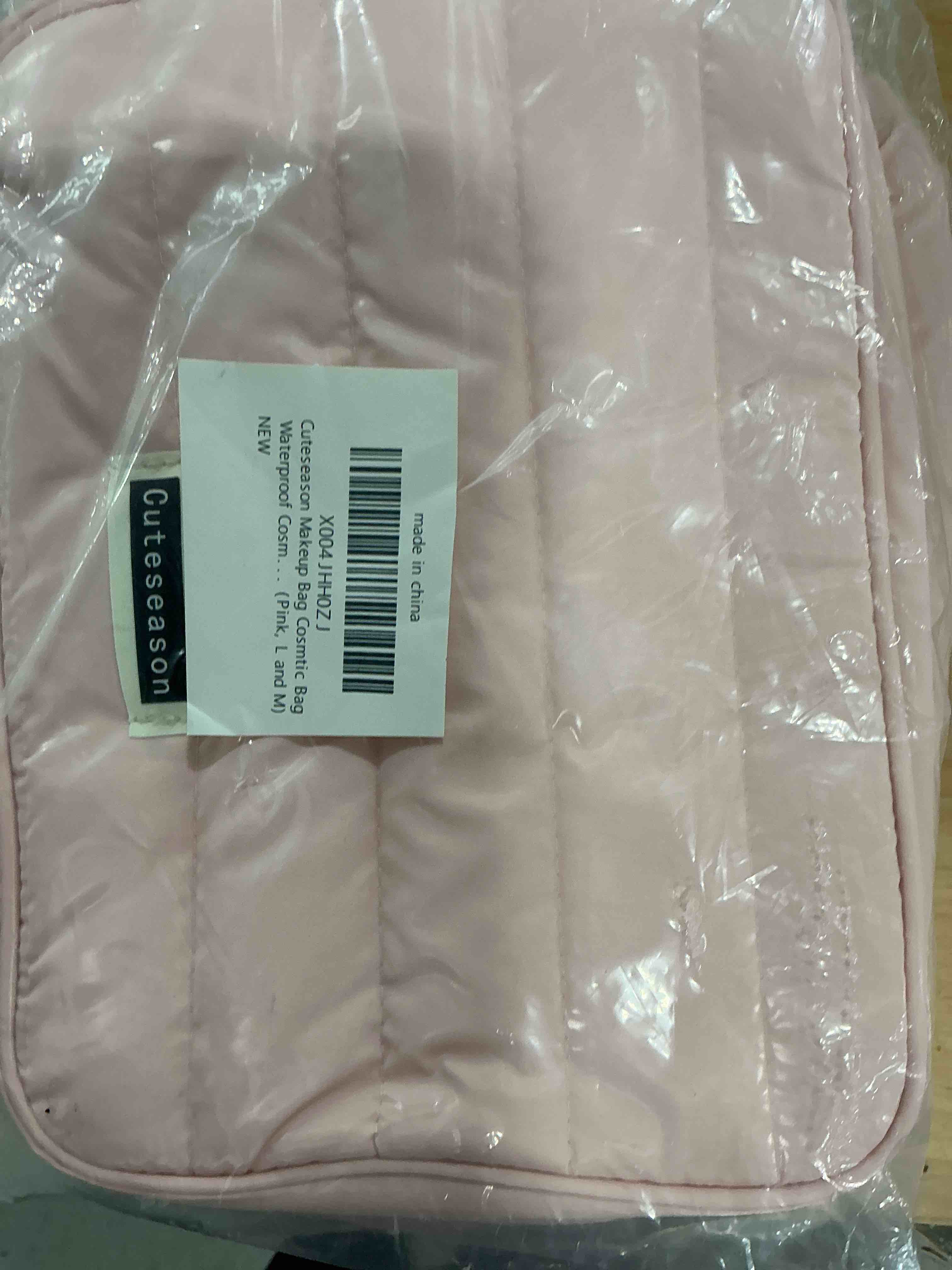 Condition photo showing Brand New for lovevook travel makeup bag for women, 2pcs puffer waterproof cosmetic organizer, large capacity pouch open flat small toiletry bag with brush compartment & handle (pink, medium)