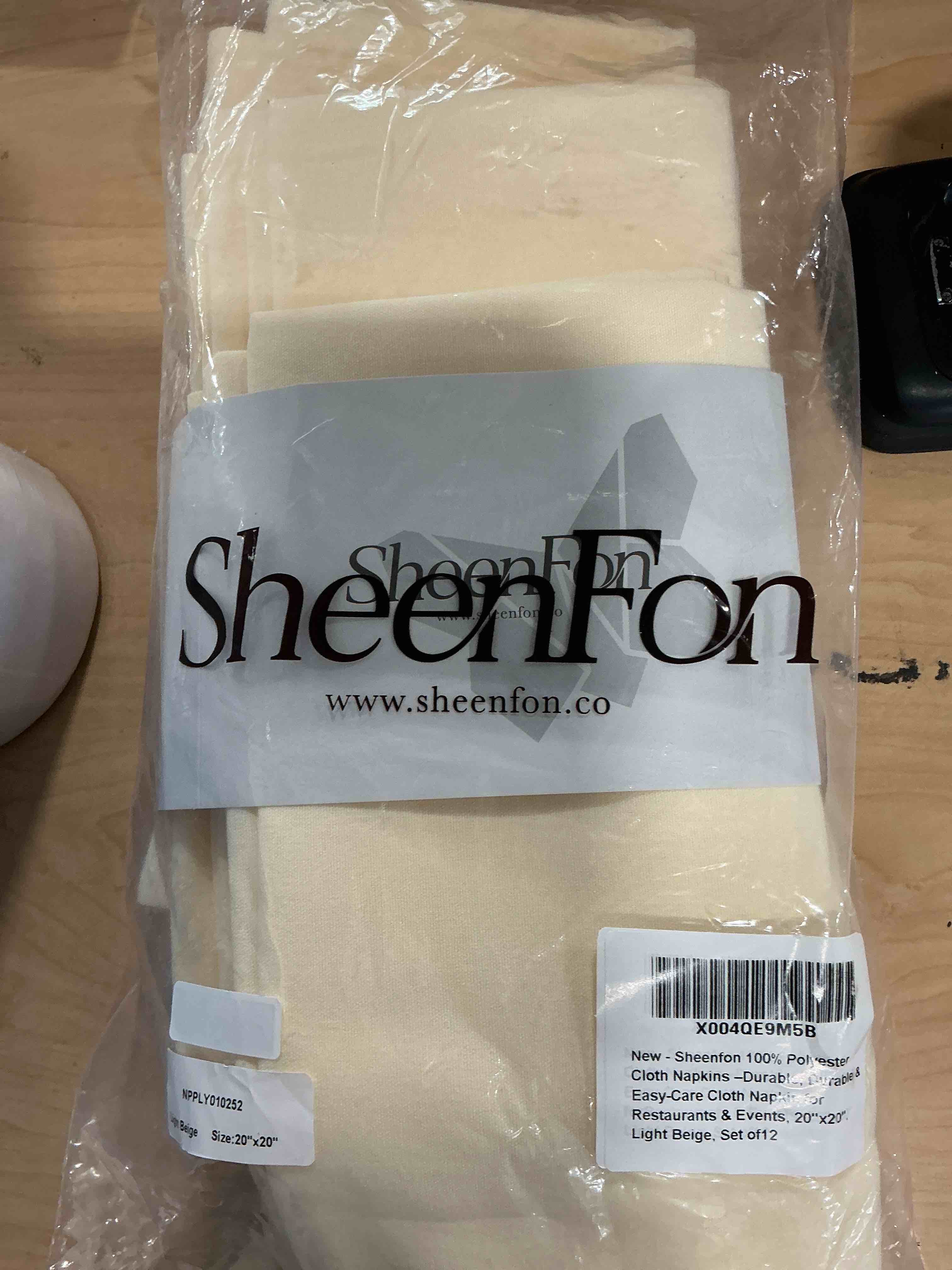 Condition photo showing Brand New for solution-dyed 100% polyester cloth napkins – durable, easy-care cloth napkin for restaurants & eventss, 20"x20", light beige, set of 12 light beige 20" x 20" (set of 1)