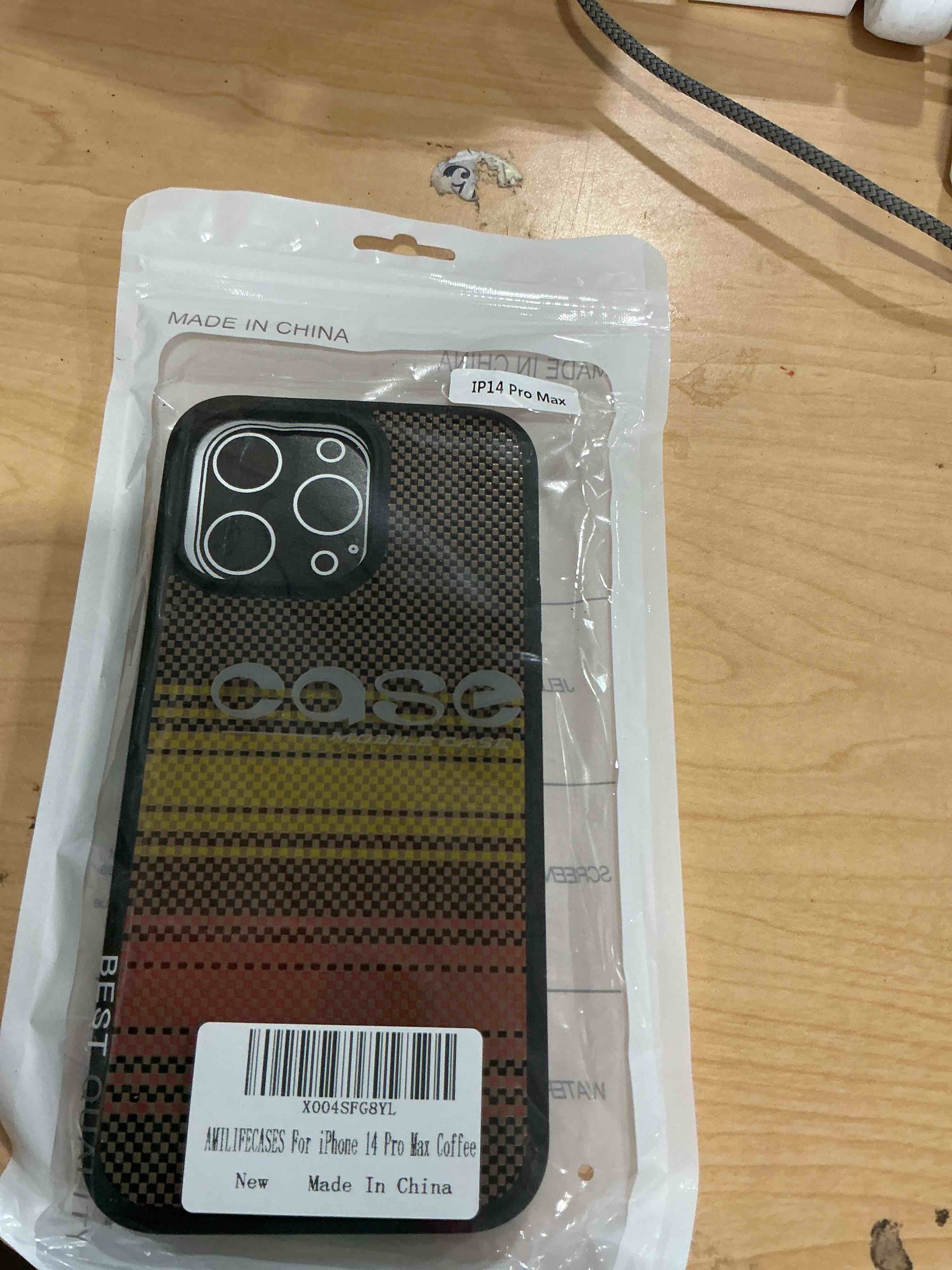 Condition photo showing Brand New for magnetic for iphone 14 pro max case, anti-scratch carbon fiber texture - compatible with magsafe - hard particle back - slim shockproof anti-fingerprint phone cover 6.7", coffee