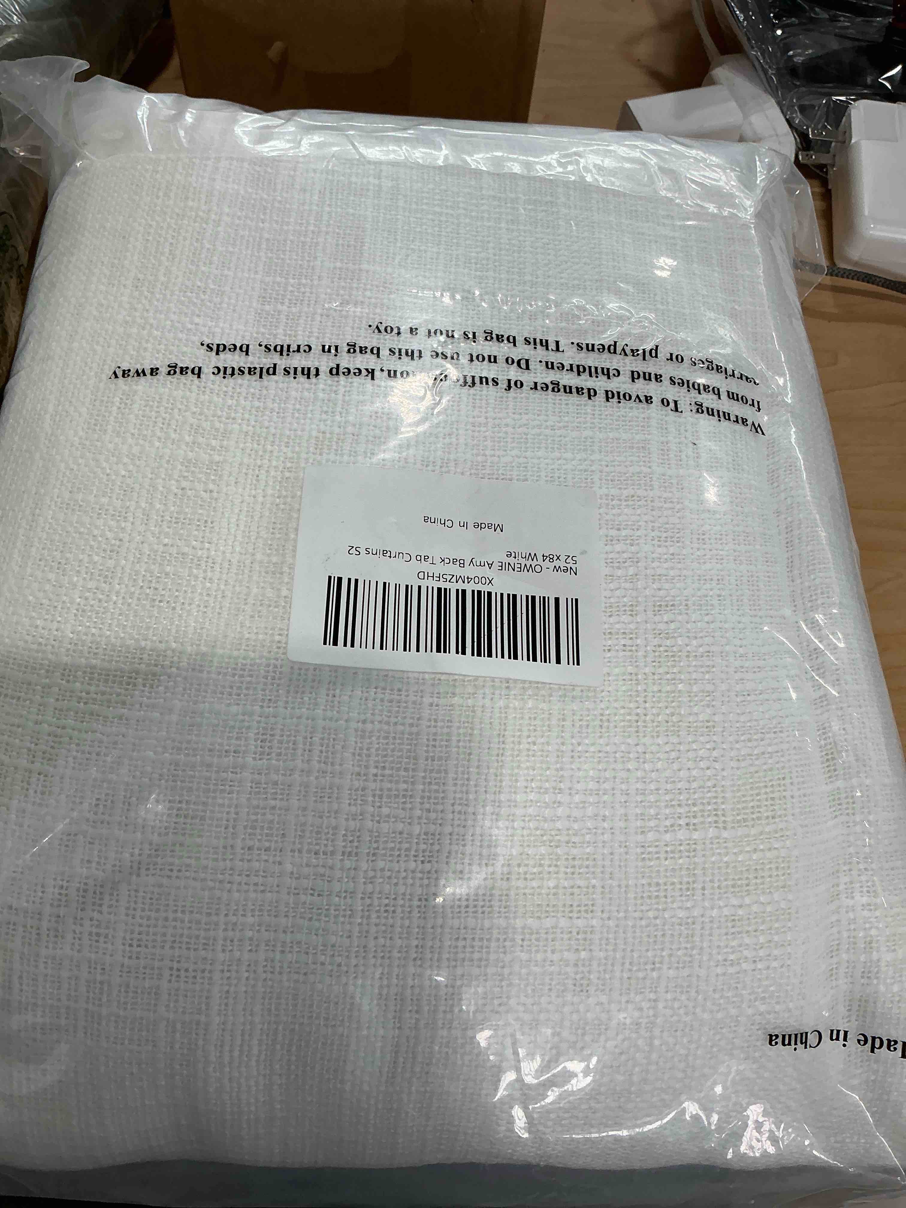 Condition photo showing Brand New for owenie white faux linen curtains for bedroom living room 84 inches long 2 panels set, farmhouse thick faux linen textured light filtering curtains drapes with back tab top, white, each 52" w x 84" l white 52"w x 84"l (pack of 2)