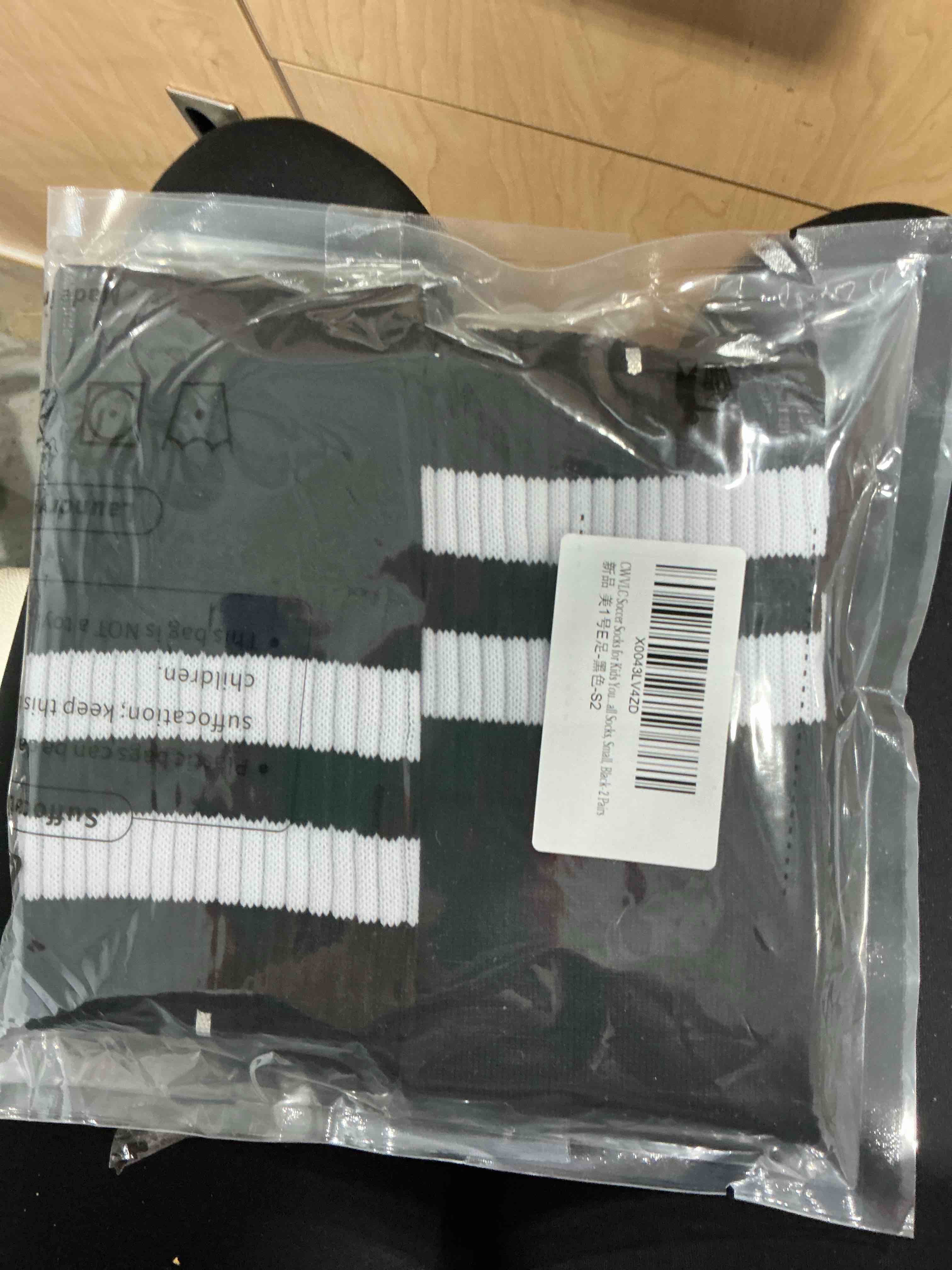 Condition photo showing Brand New for cwvlc soccer socks for kids youth adult, cotton football softball baseball socks small black-2 pairs
