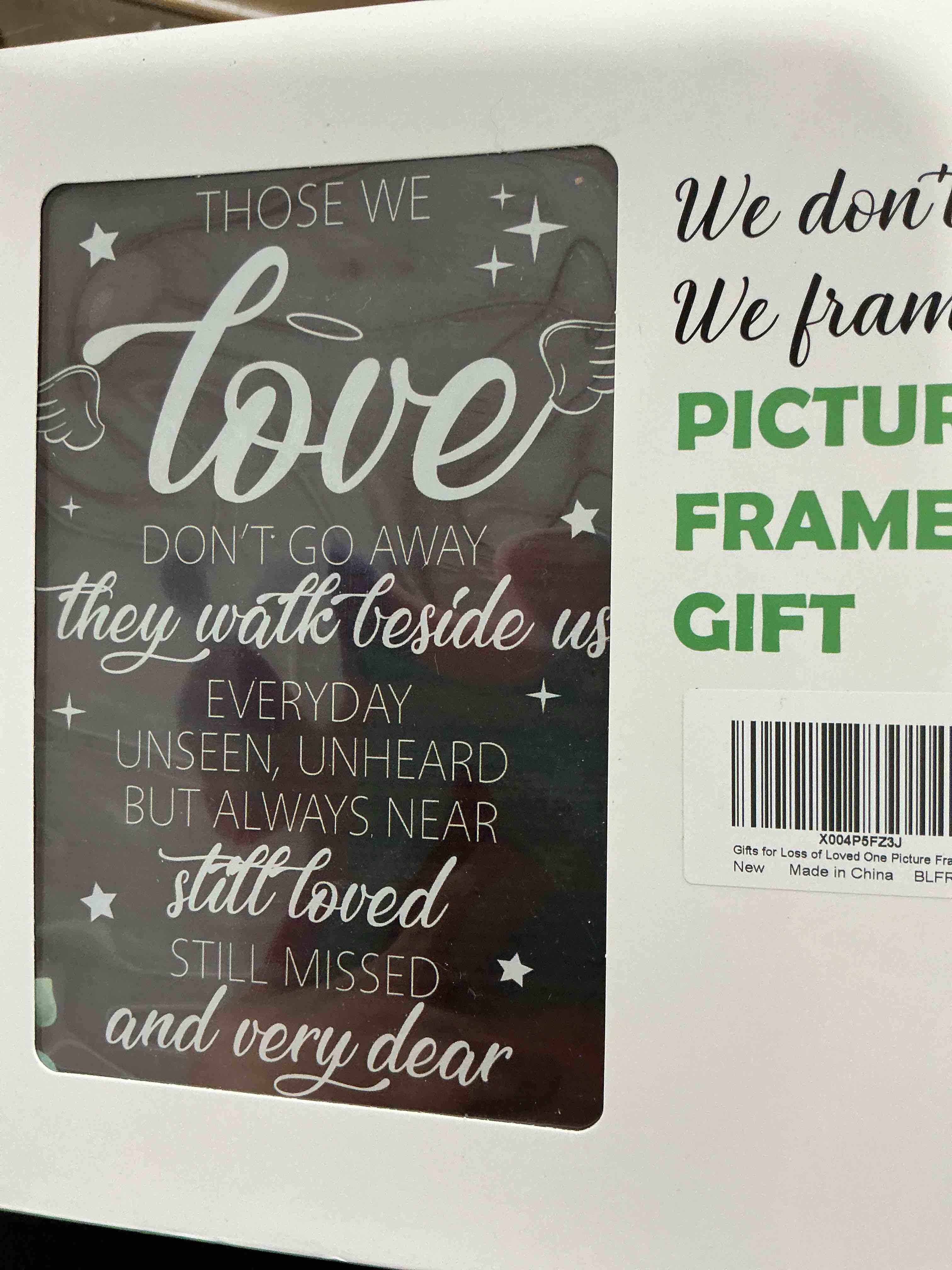 Condition photo showing Brand New for sympathy gifts for loss of loved one picture frame, memorial gift for mom in loving memory, those we love don't go away frames fits 4x6 photo pink