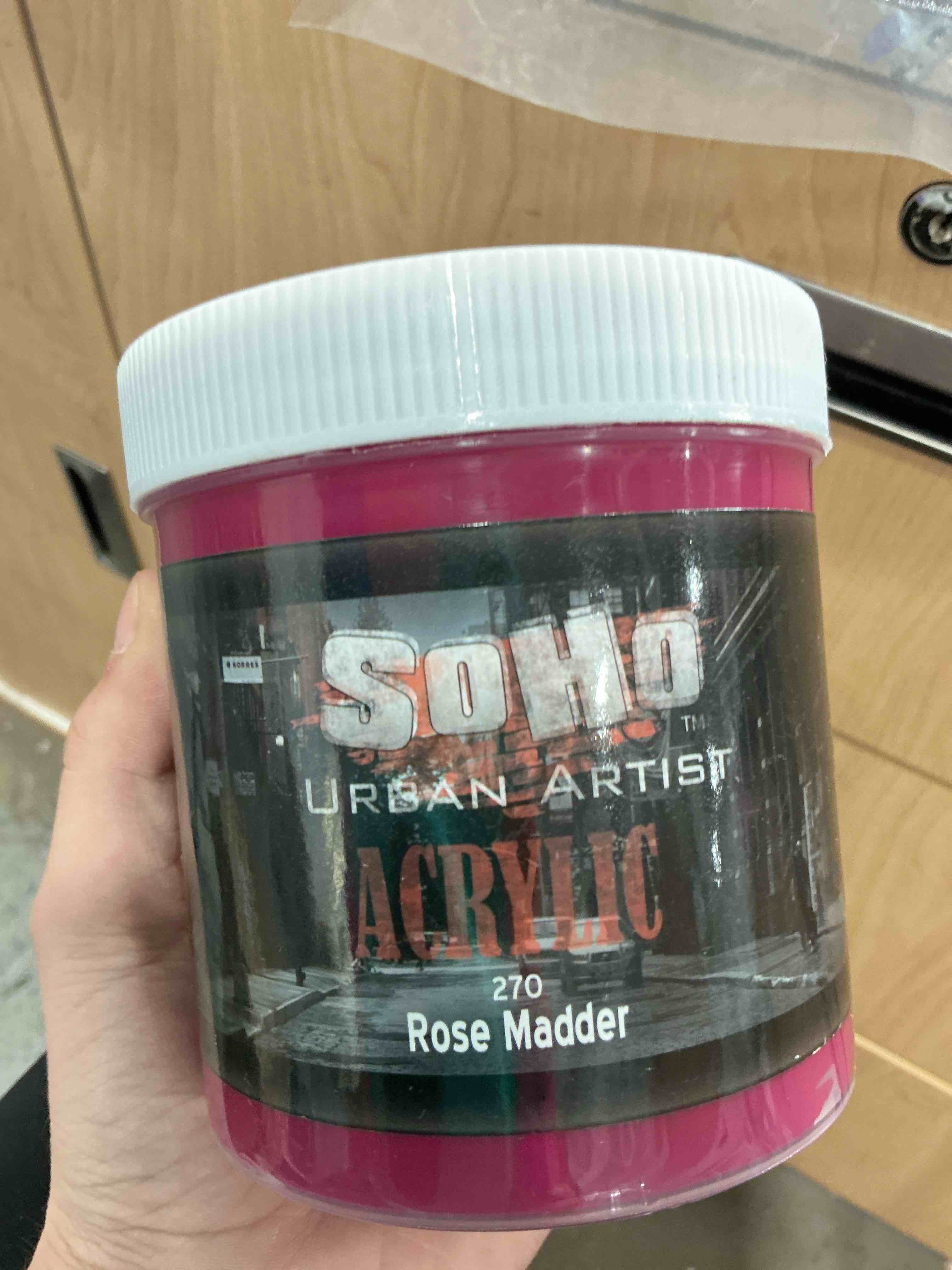 Condition photo showing New/Like New for soho urban artist heavy body acrylic paint - 500 ml jar - rose madder - thick, rich color, excellent coverage, professional quality - artists acrylic paint