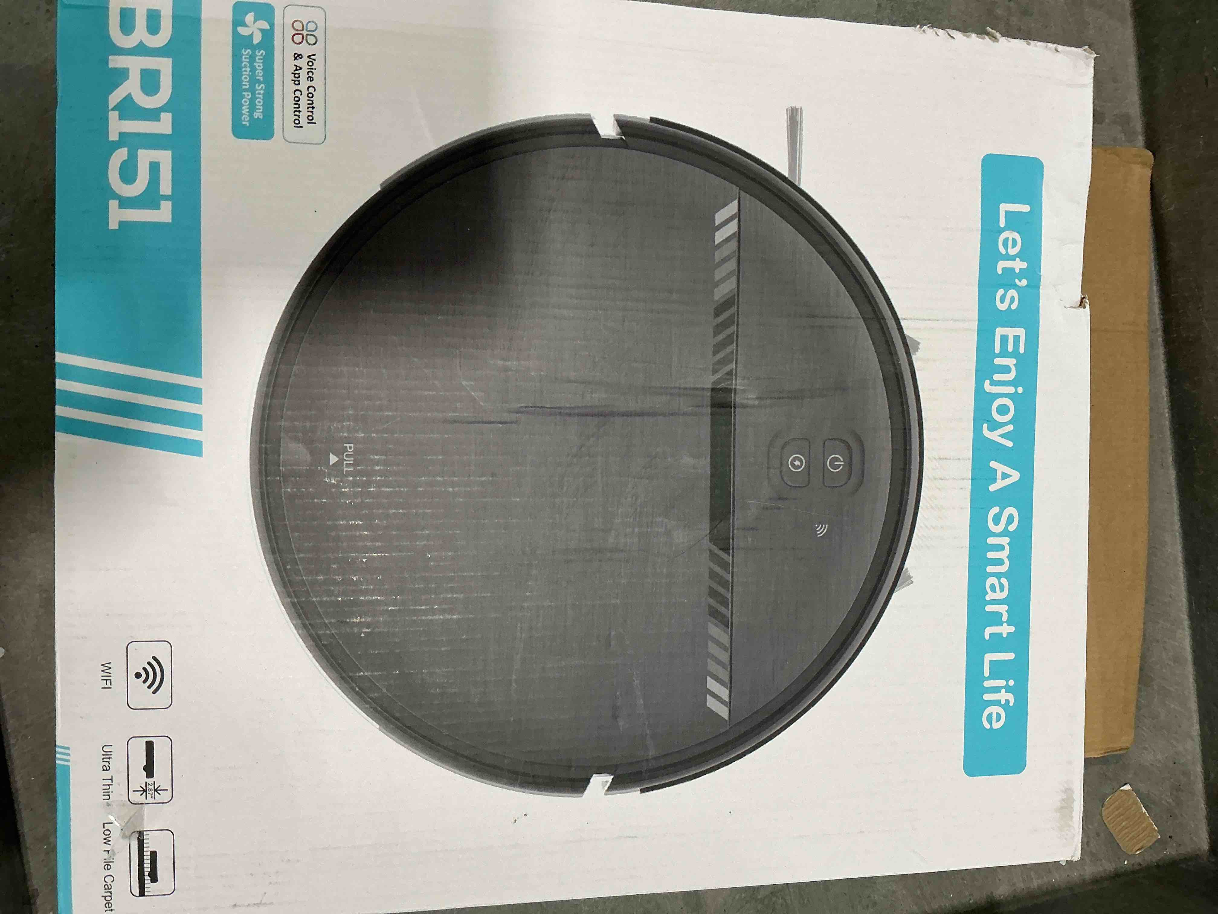 Condition photo showing New/Like New for robot vacuum and mop combo, 8000pa suction automatic vacuum robot with mop 2 in 1, app/voice/remote control, self-charging, slim, ideal for hard floor, pet hair, carpet (black)
