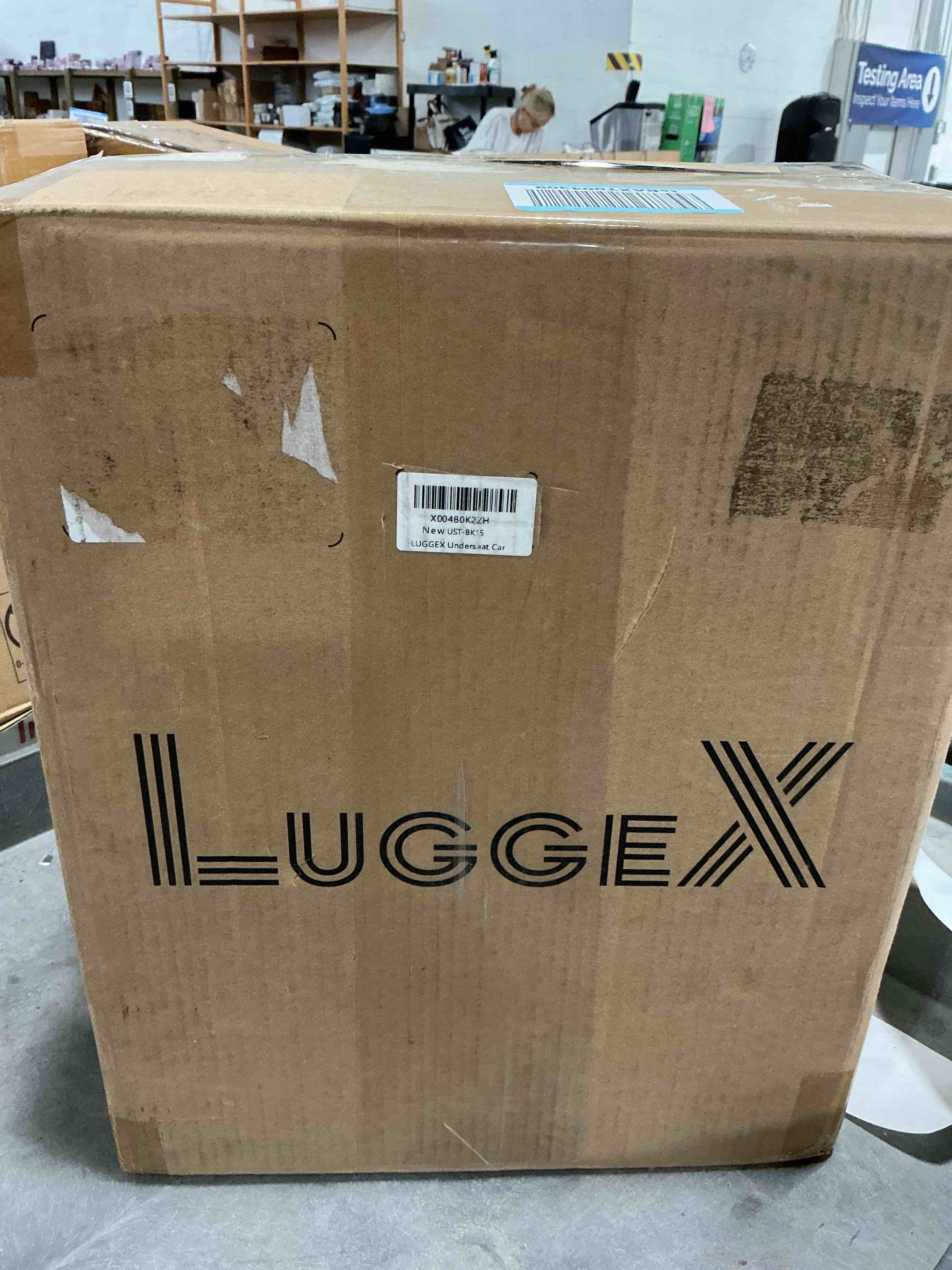 Condition photo showing New/Like New for luggex underseat carry on luggage with wheels - soft sided small suitcase - underseat luggage with front open design (15 inch, black) black underseat 15-inch