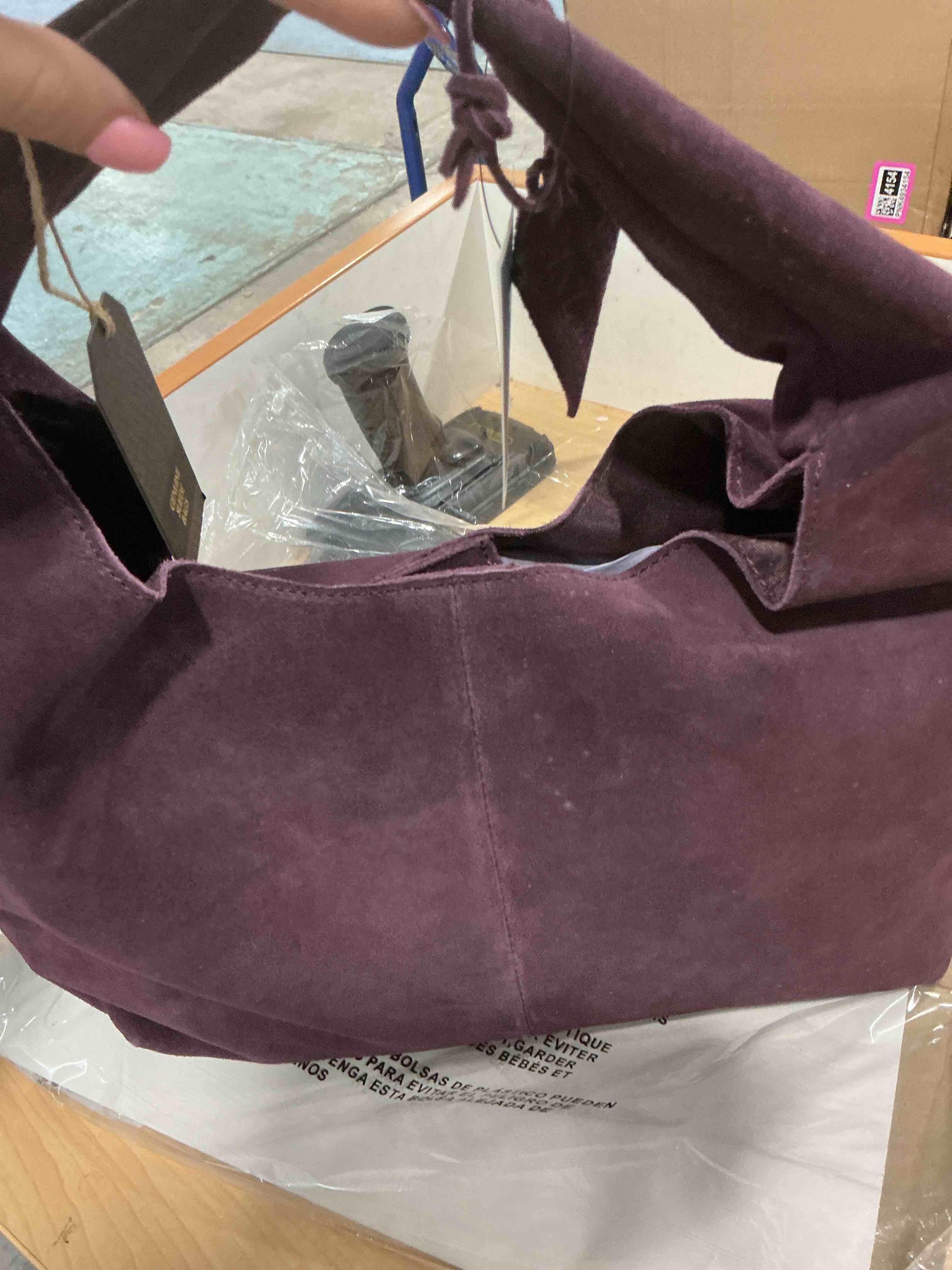 genuine suede, leather bag, purple