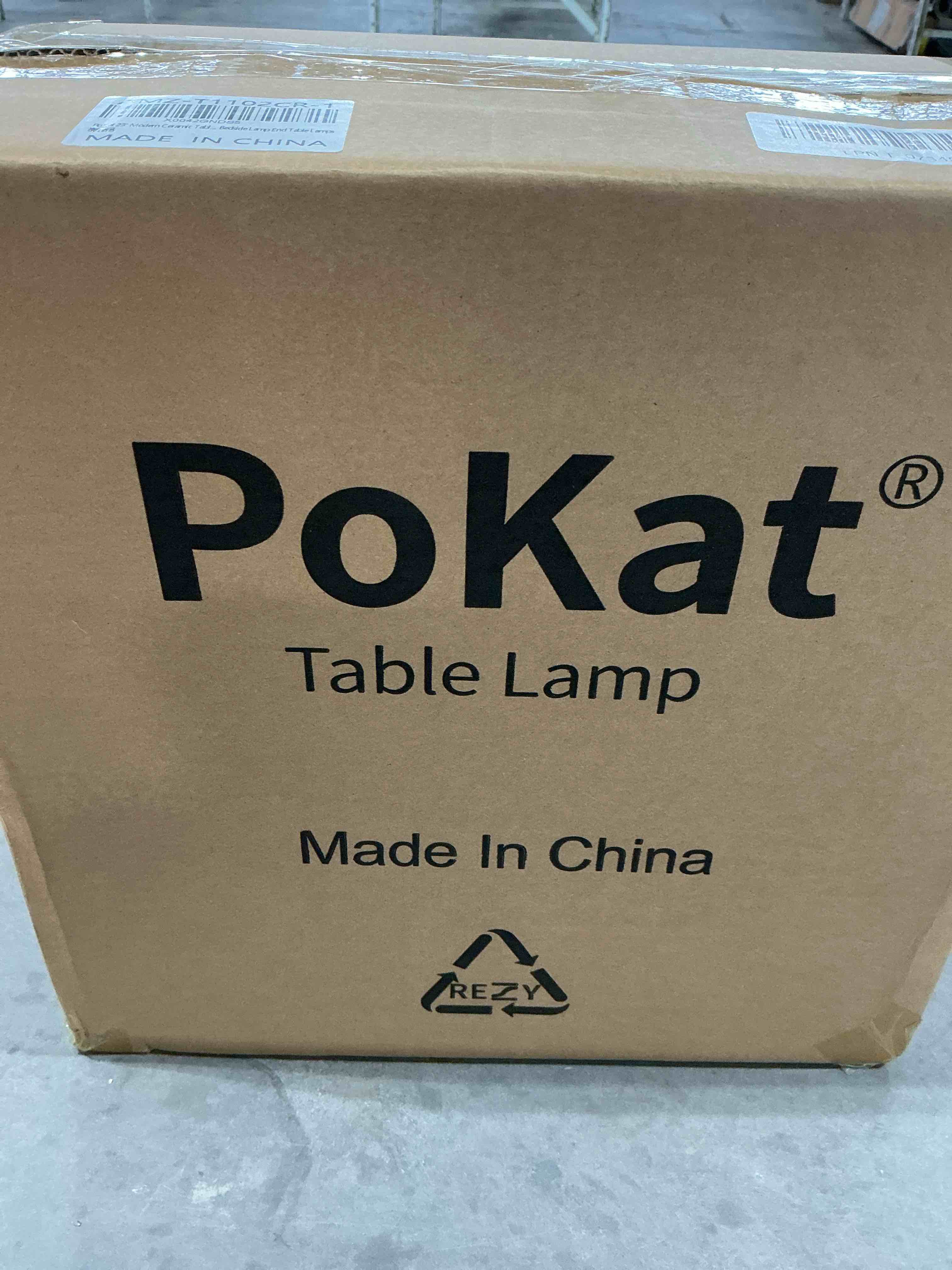 Condition photo showing New/Like New for pokat 23'' bedside table lamp for bedroom nightstands, birthday gifts for women mom, house warming gifts new home decor, ceramic lamp for living room, white modern bedroom lamp single - beige and white - 23