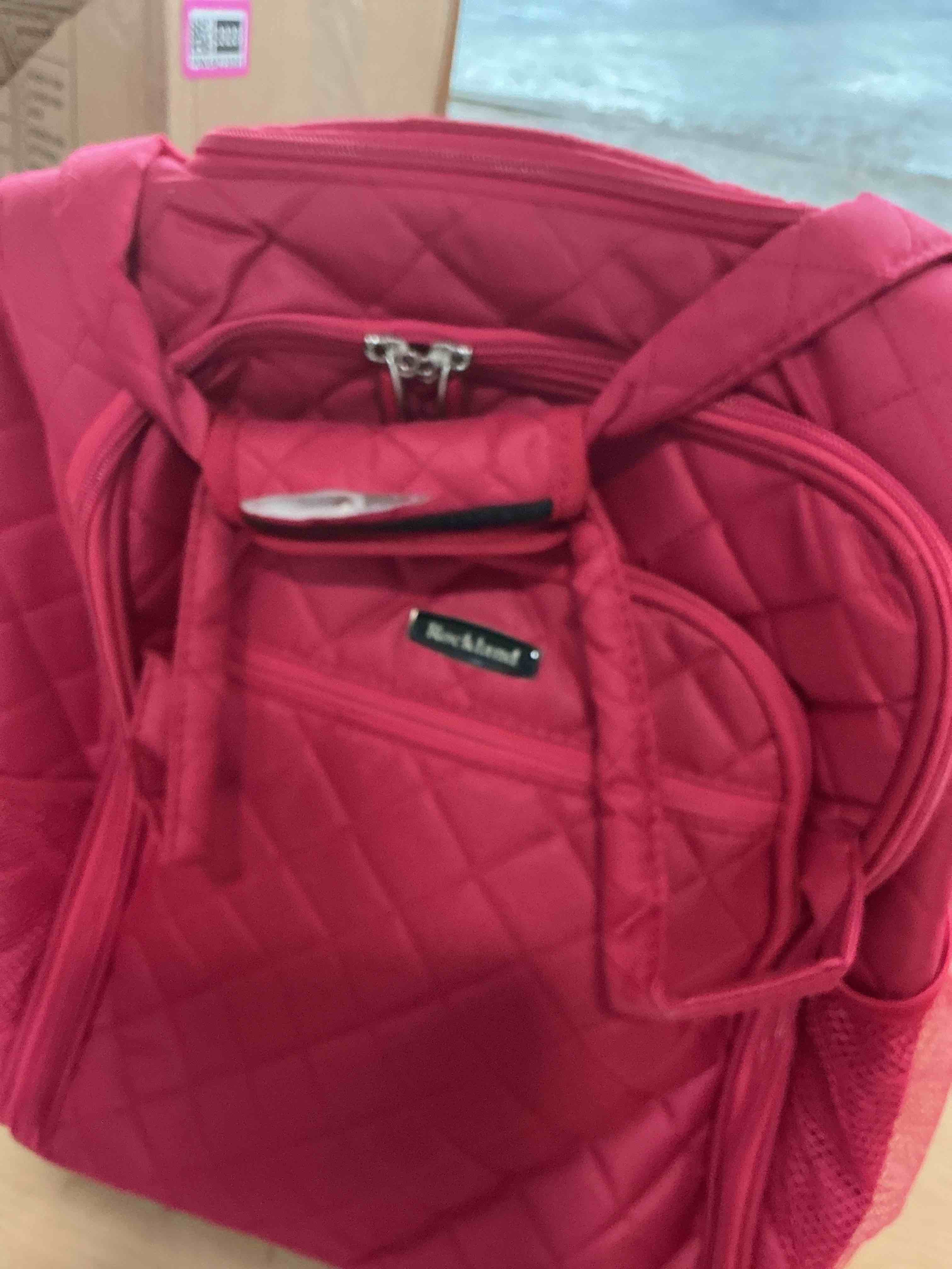 Condition photo showing Good Condition for rockland melrose upright wheeled underseater carry-on luggage, red red 15 inch