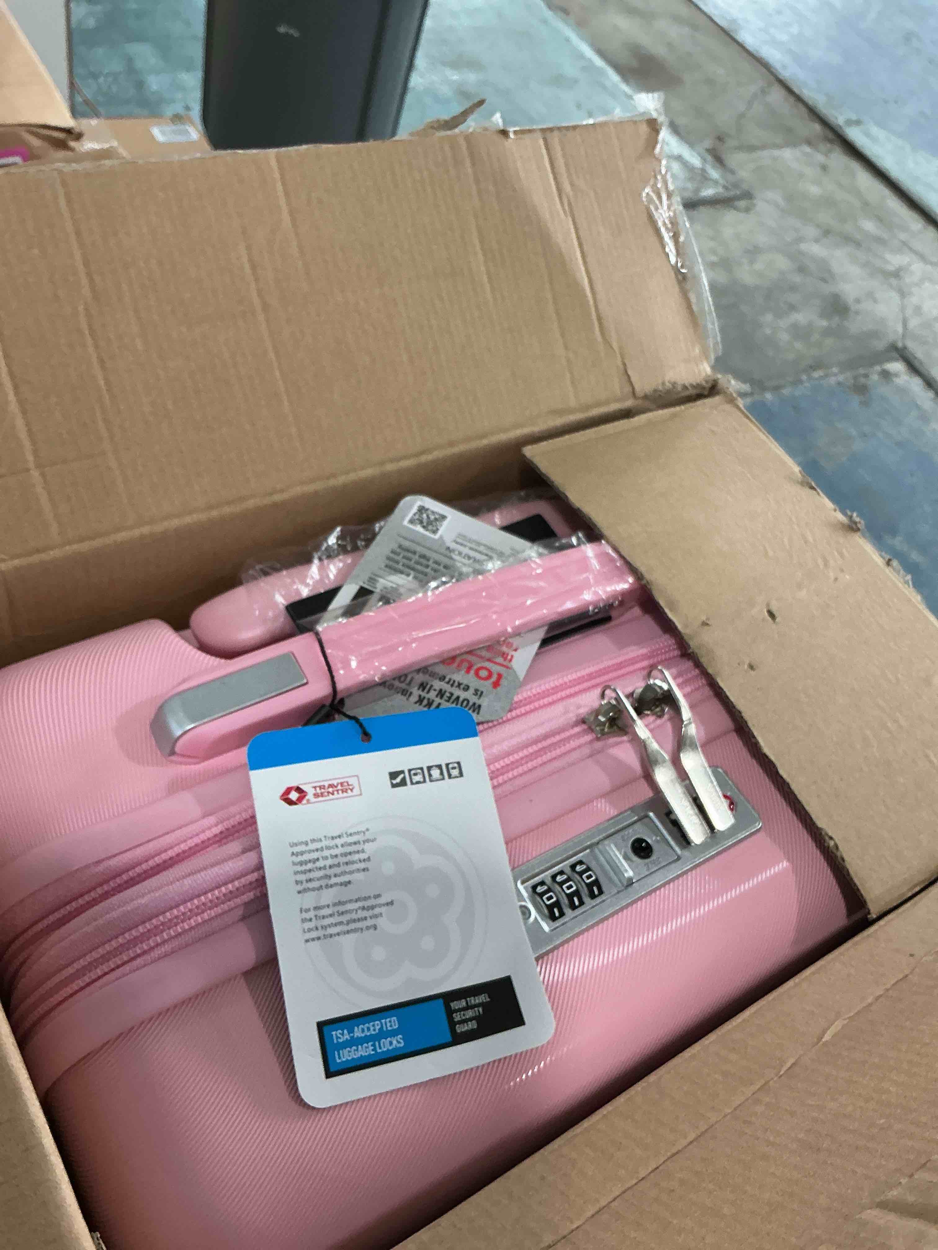 Condition photo showing New/Like New for kono small 20 inch expandable carry on luggage with quiet spinner wheels & tsa lock, scratch and drop resistant pc+abs hardside 22x14x9 airline approved suitcase, pink 20" pink