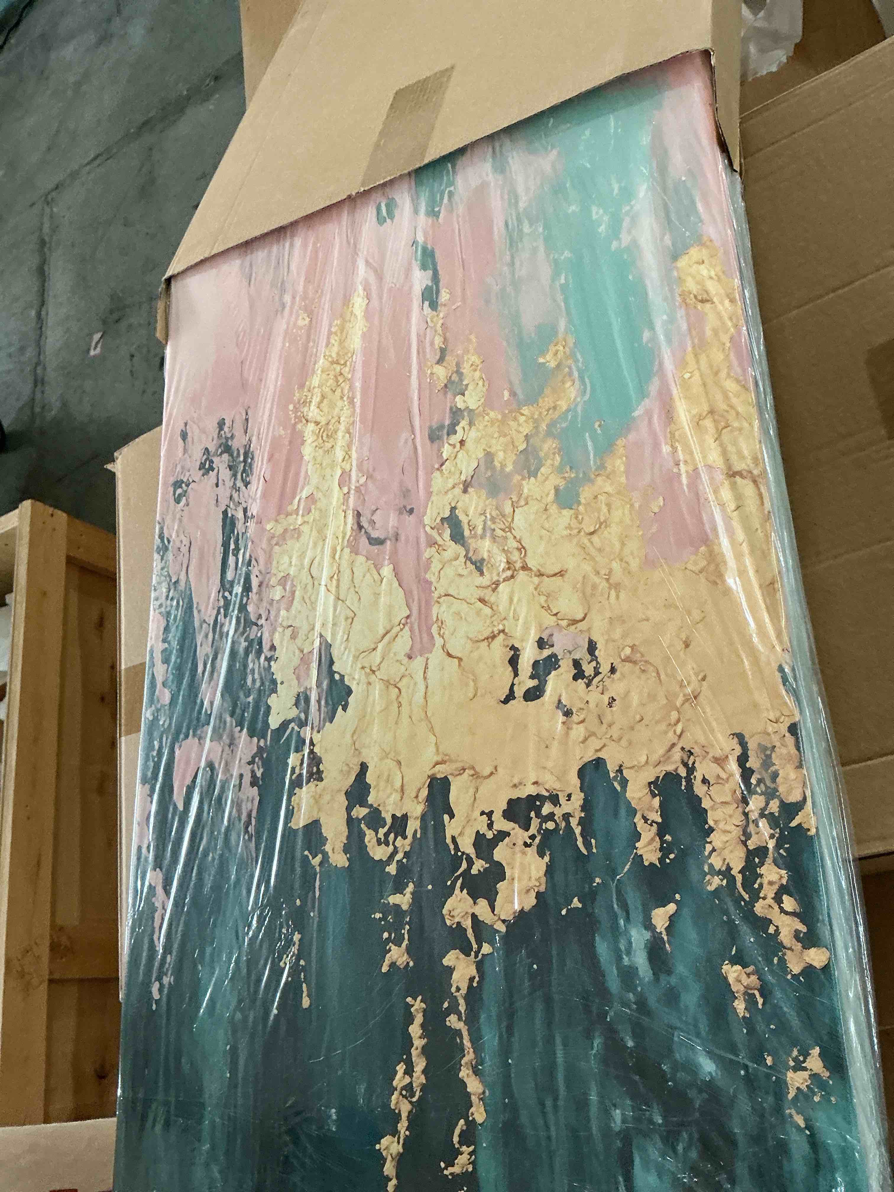 Condition photo showing New/Like New for pink green gold canvas wall art picture watercolor texture abstract print blush pink sage green golden abstract canvas print blush pinks greens watercolor wall art sage artwork3 framed
