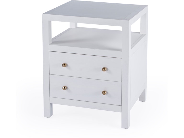 Condition photo showing As Is for butler special two drawer nightstand nora white 