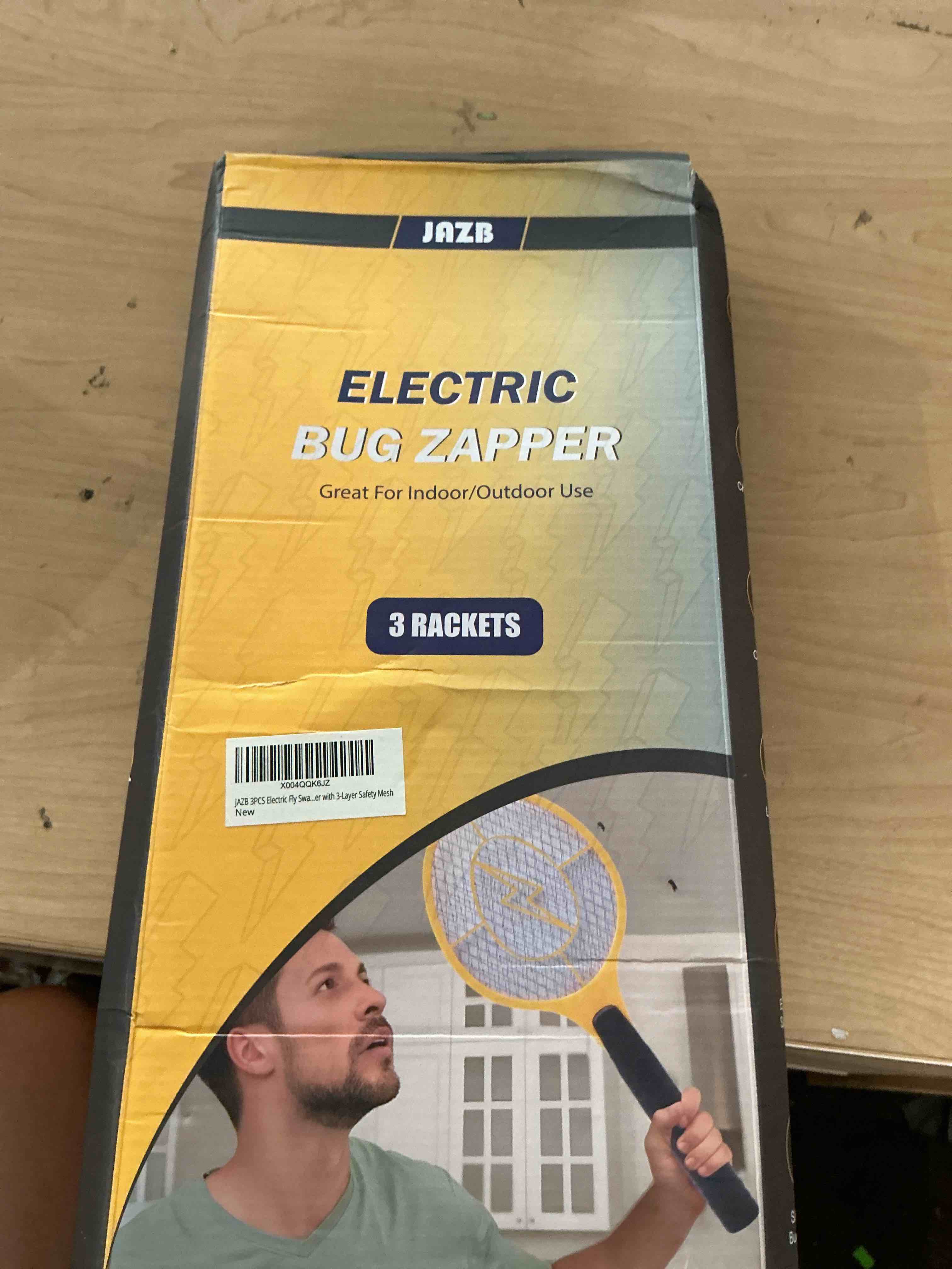 Condition photo showing New/Like New for 3pcs electric fly swatter racket for indoor 47.5x19.5cm – fly electric bug zapper racket for mosquito & flies – handheld racket catcher with 3-layer safety mesh